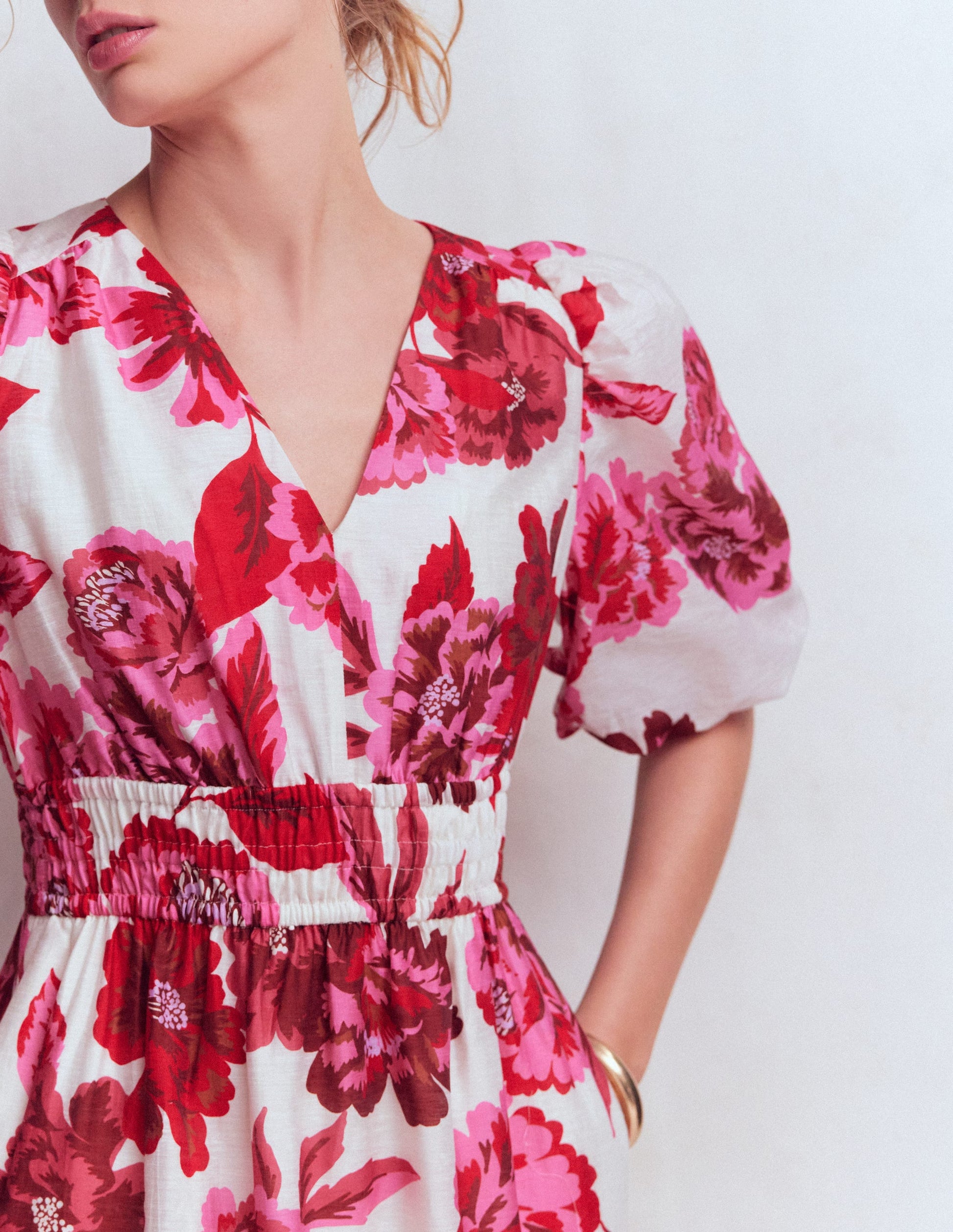 Irene Kleid für besondere Anlässe-Rosa Opulente Blüten-2