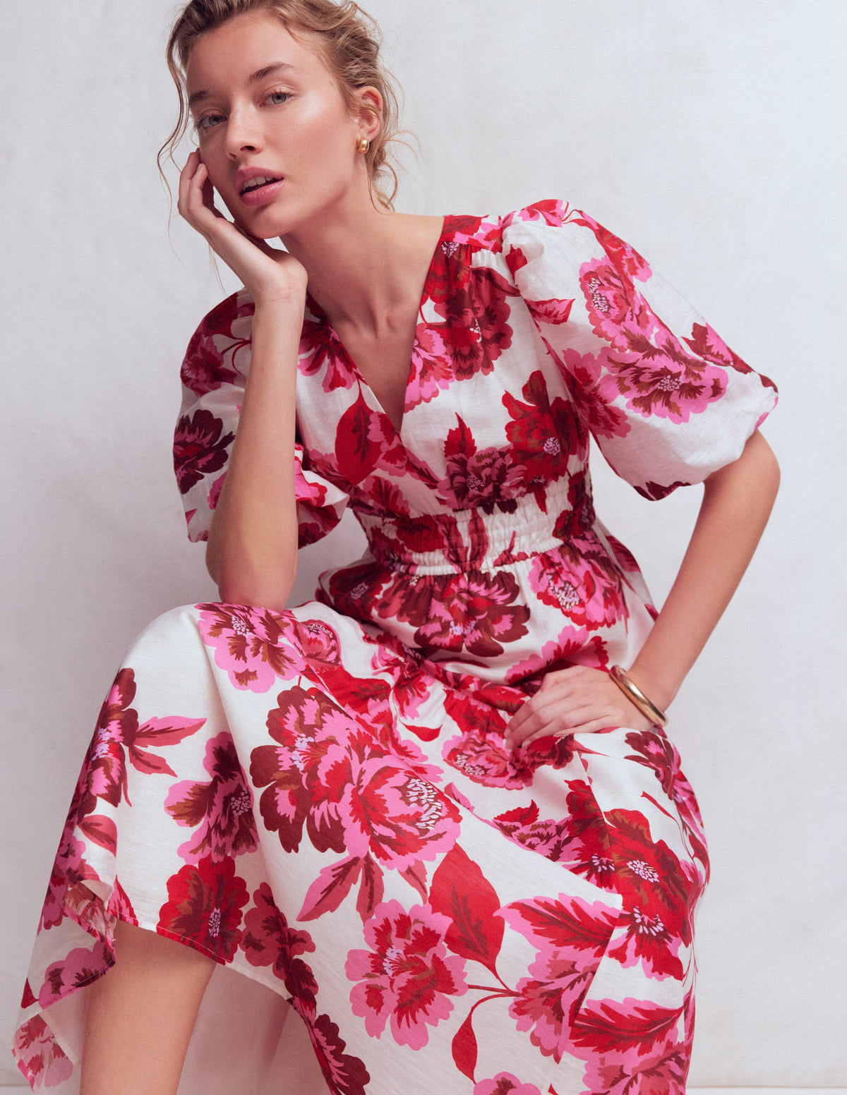 Irene Kleid für besondere Anlässe-Rosa Opulente Blüten-5