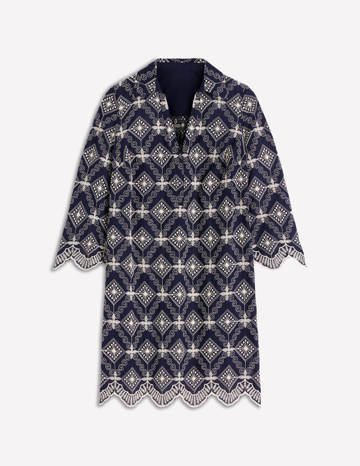 Robe courte Carmen à broderie anglaise-Broderie anglaise bleu marine - Image 7