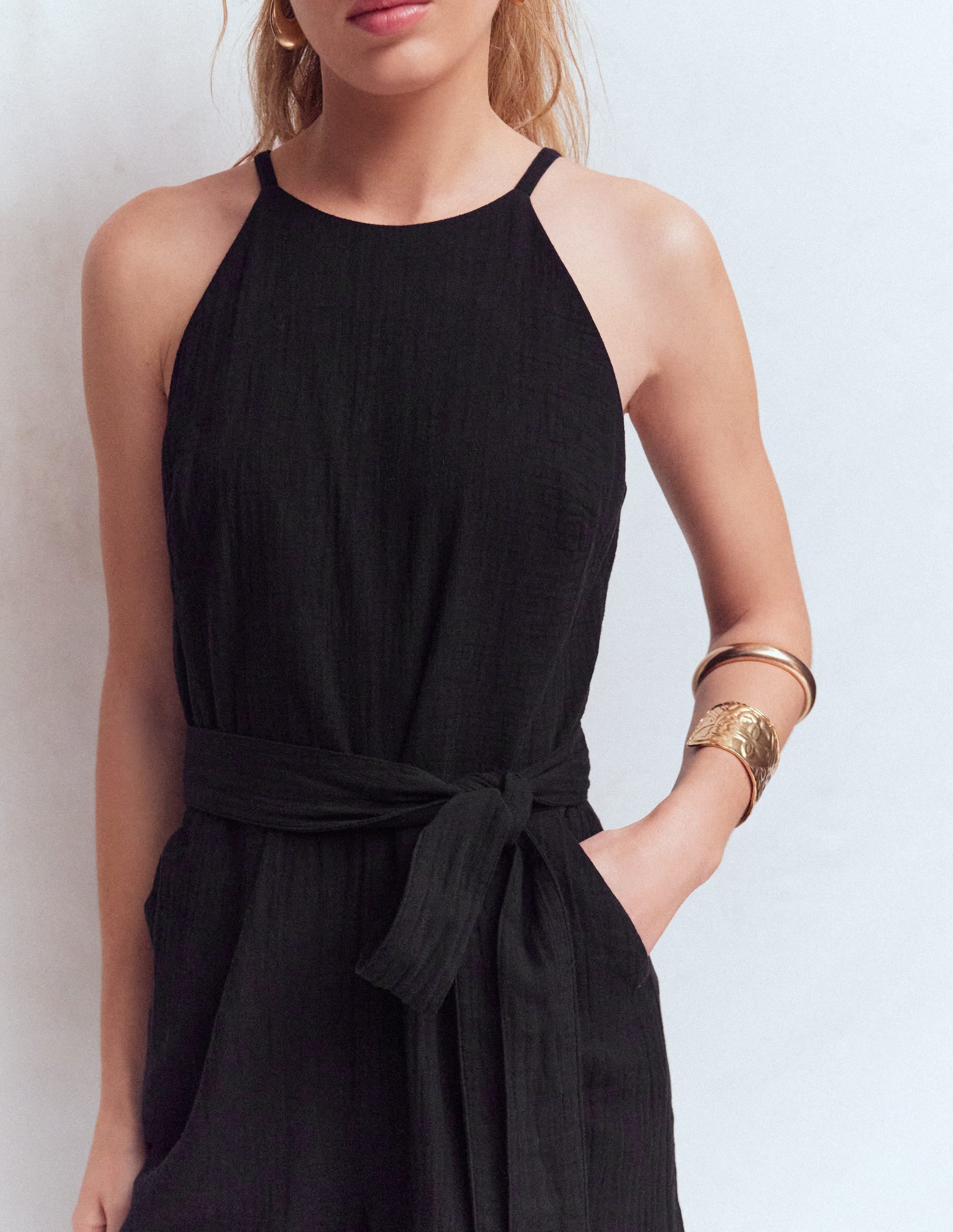 Rosa Doppeltuch-Jumpsuit-Schwarz - Image 2