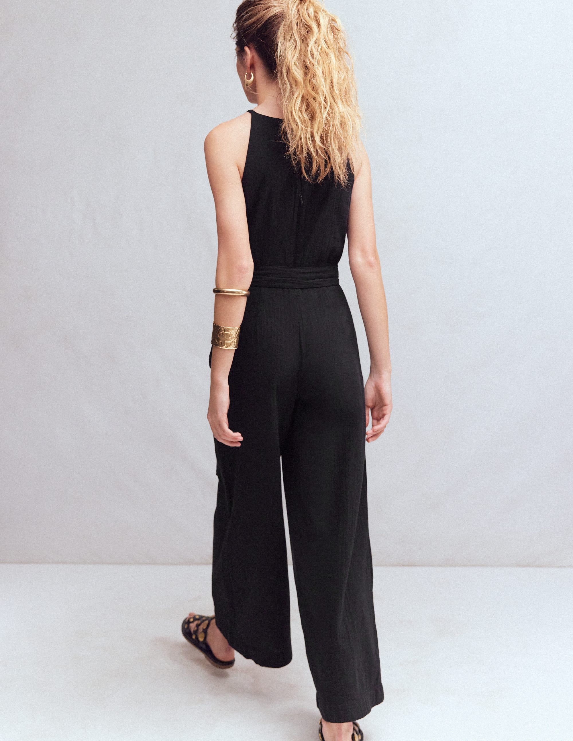 Rosa Doppeltuch-Jumpsuit-Schwarz - Image 3