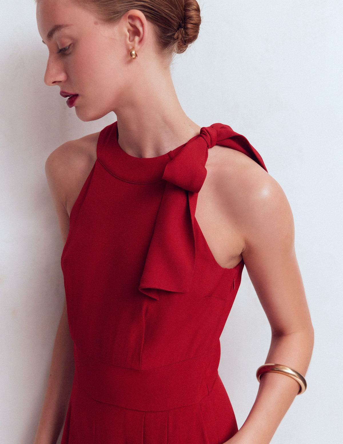 Neckholder-Jumpsuit zum Binden-Sattes Kastanienbraun-2