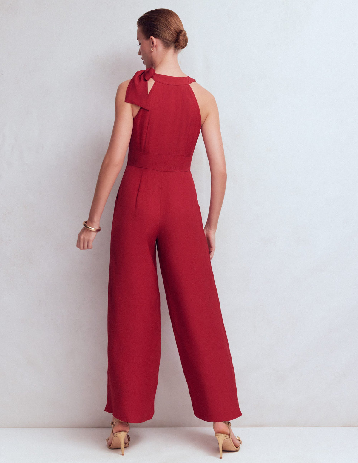 Neckholder-Jumpsuit zum Binden-Sattes Kastanienbraun - Image 3