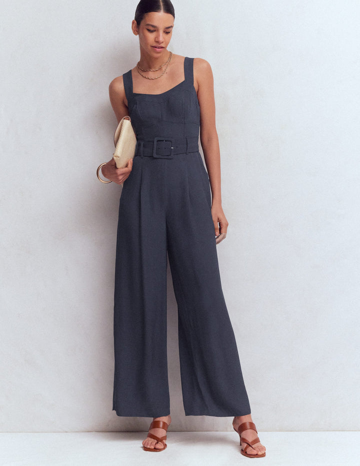 Jumpsuit mit Korsettstäbchen für besondere Anlässe-Marineblau