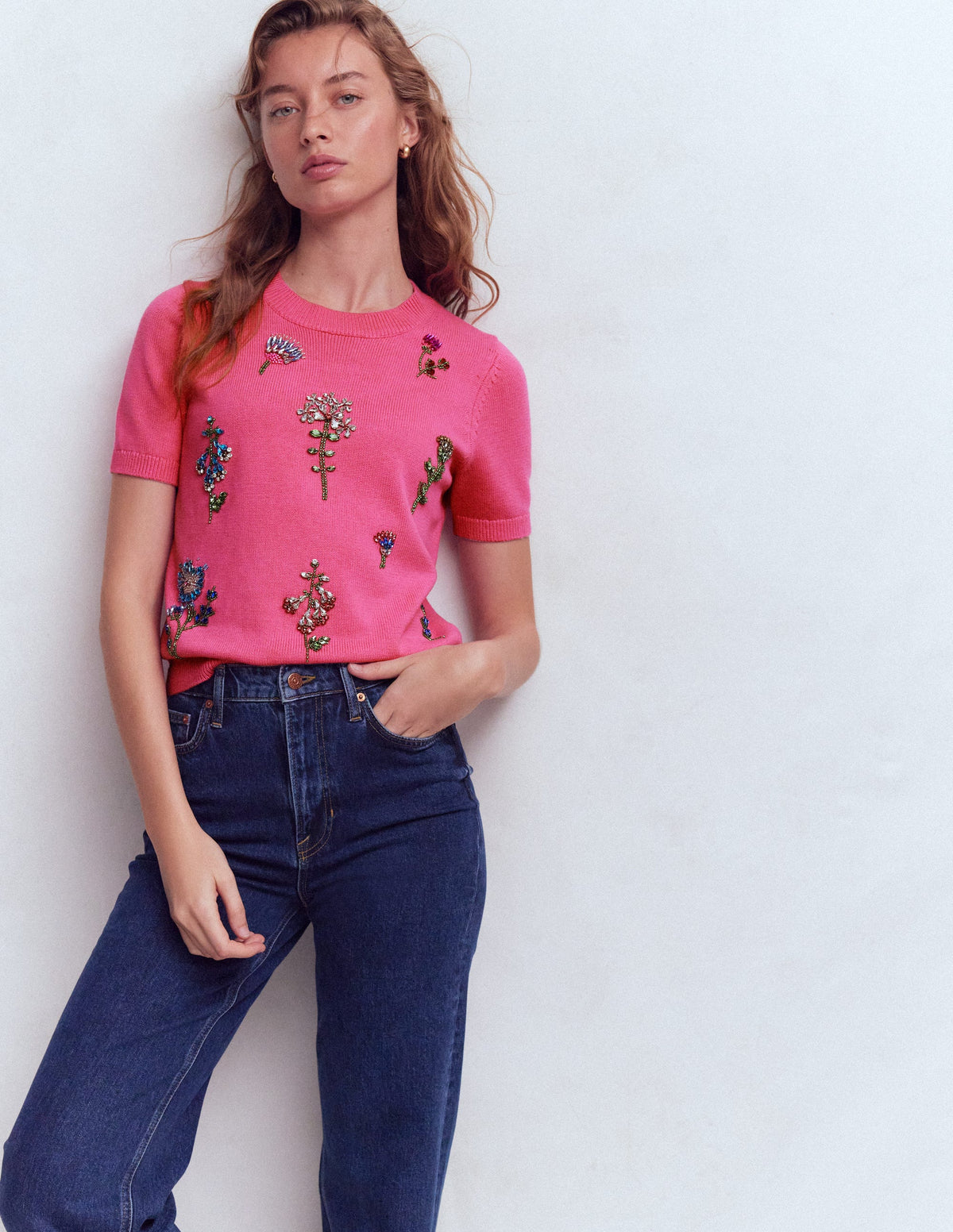 Embellished T-Shirt-Pink Punch - Image 4