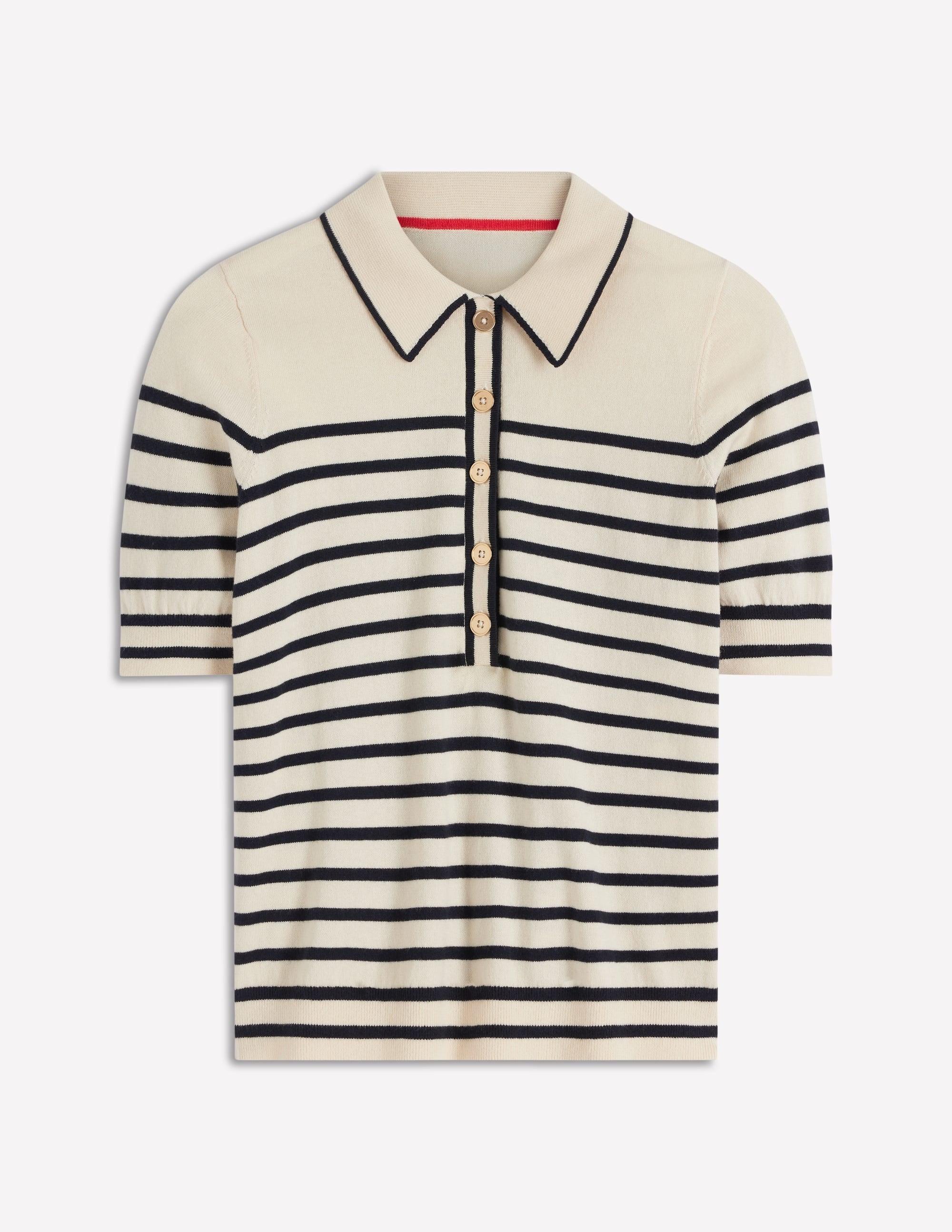 Liz Henley-T-Shirt-Naturweiß. Marineblau - Image 6