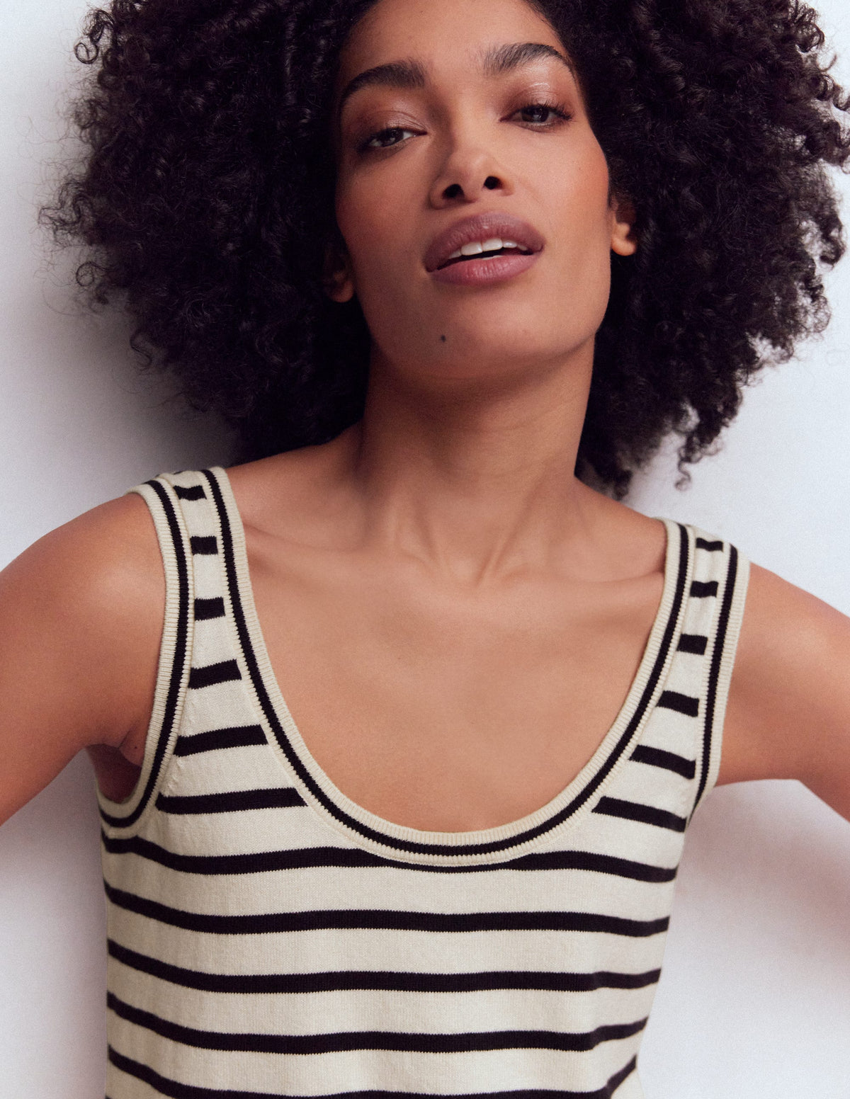 Liz Knitted Tank-Ivory, Navy - Image 2