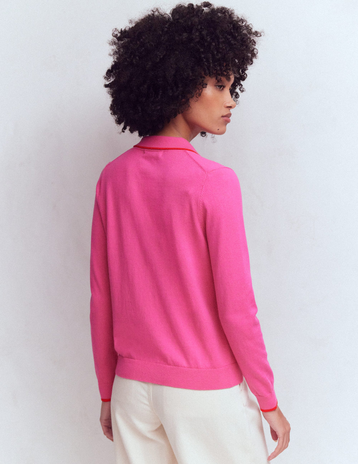 Liz Knitted Collared Cardigan-Pink Punch-3