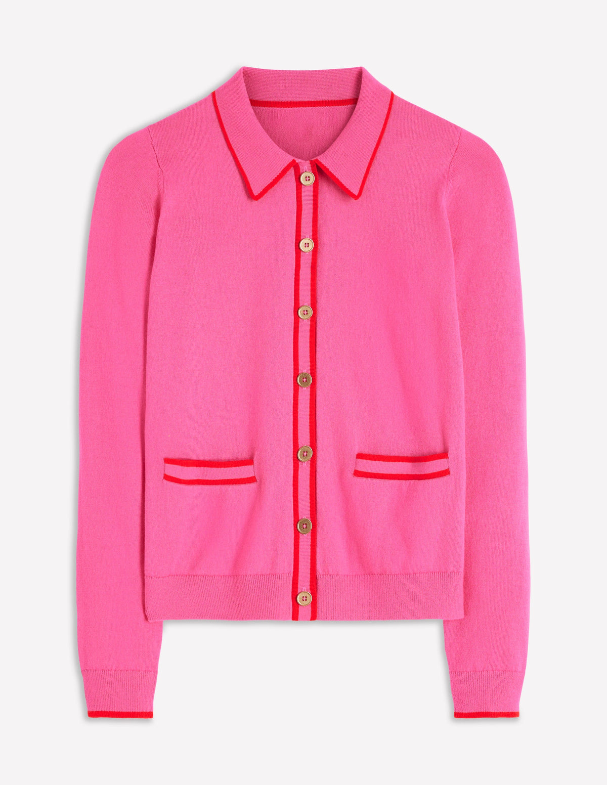Liz Knitted Collared Cardigan-Pink Punch-6