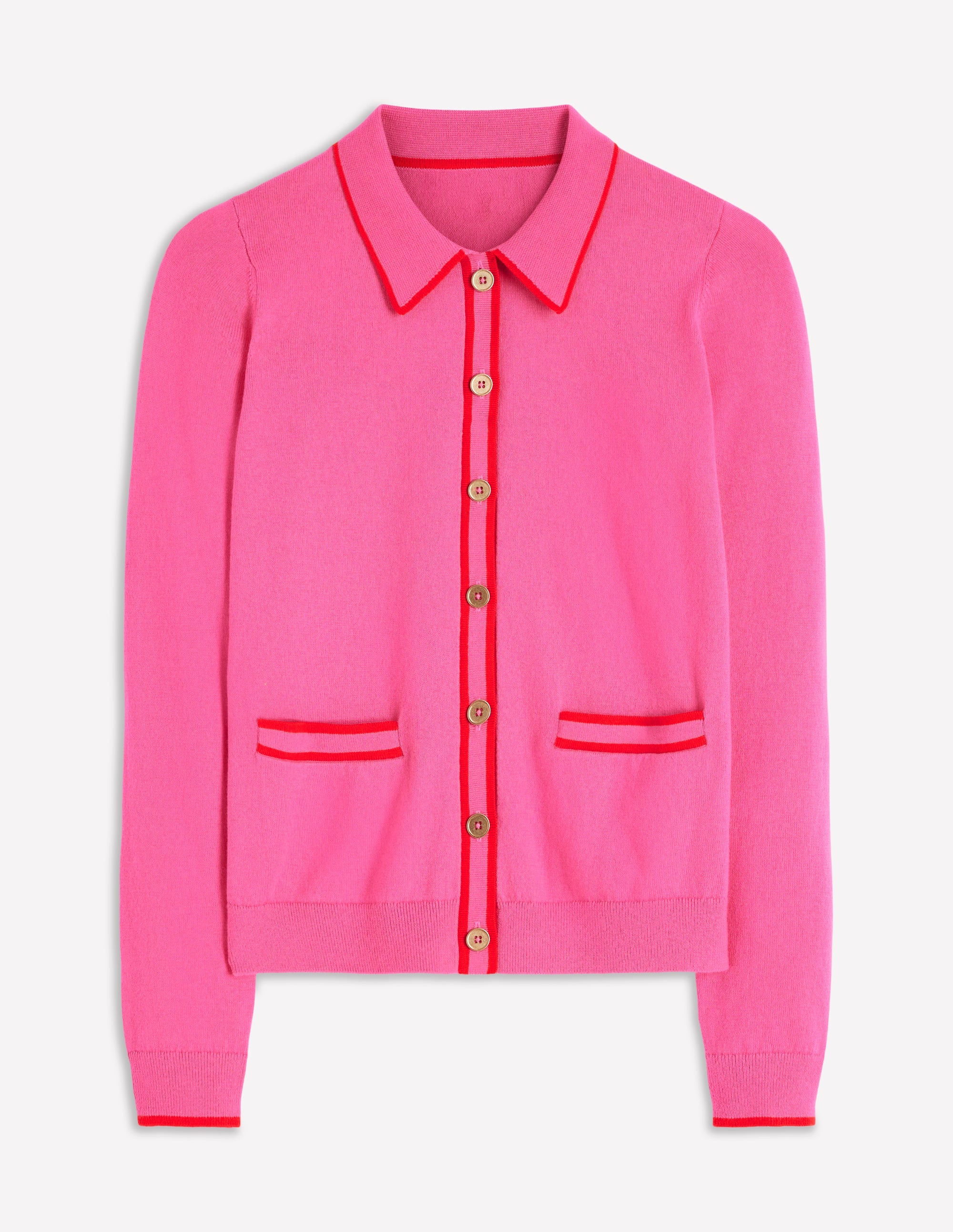 Liz Knitted Collared Cardigan-Pink Punch - Image 6