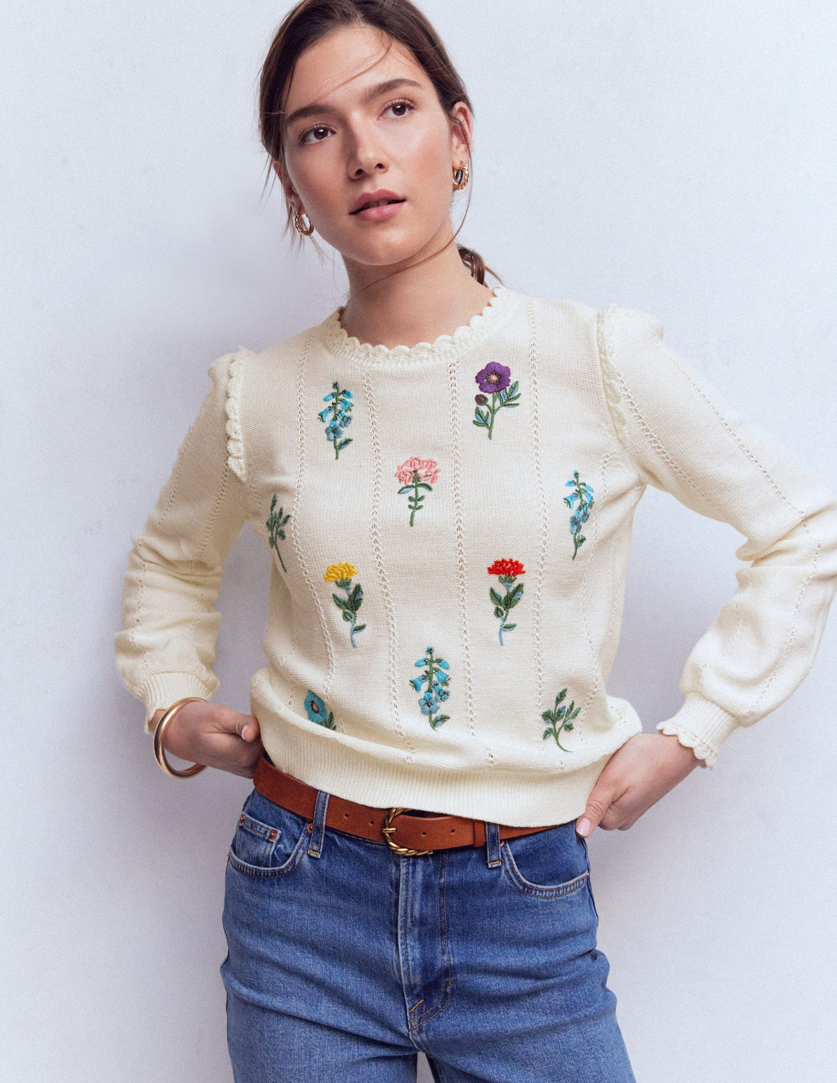 Valeria Pullover mit Häkelbesatz-Warmes Naturweiß, Stickerei - Image 4