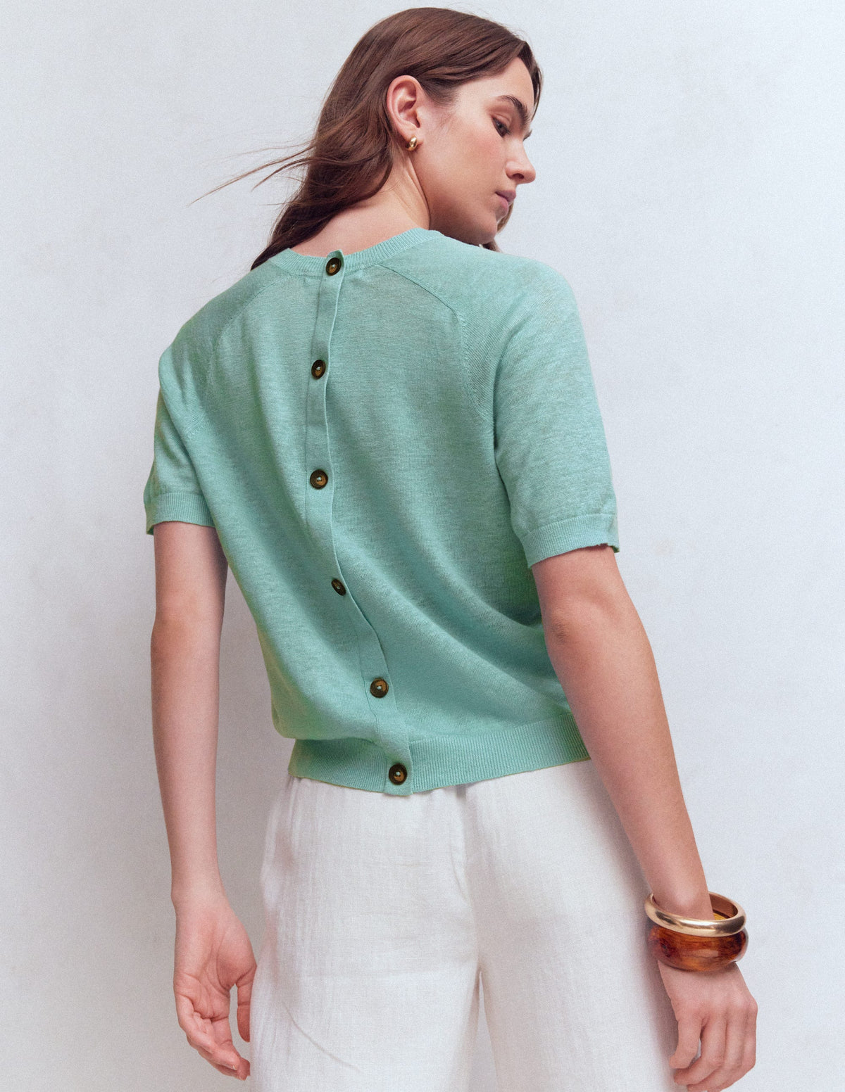Agnes Linen Button T-Shirt-Seamist Blue-3