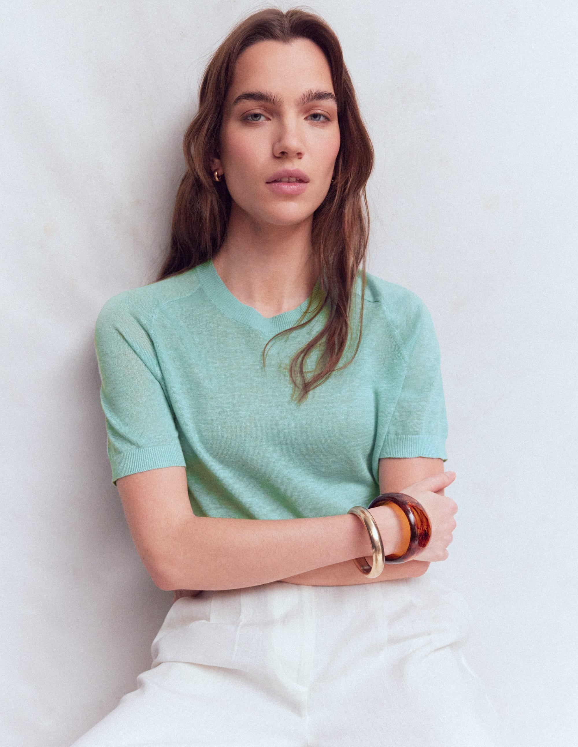 Agnes Linen Button T-Shirt-Seamist Blue - Image 6