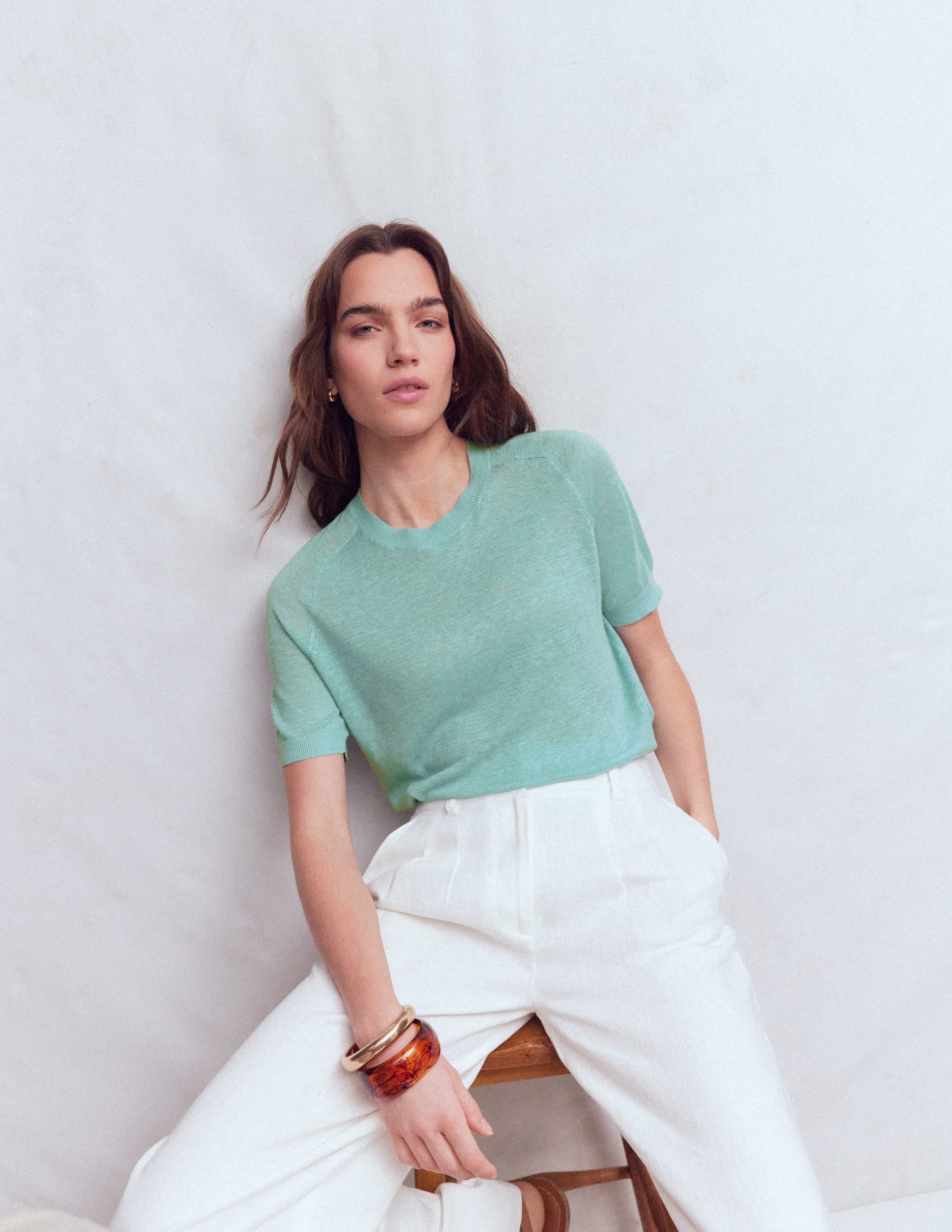 Agnes Linen Button T-Shirt-Seamist Blue - Image 7