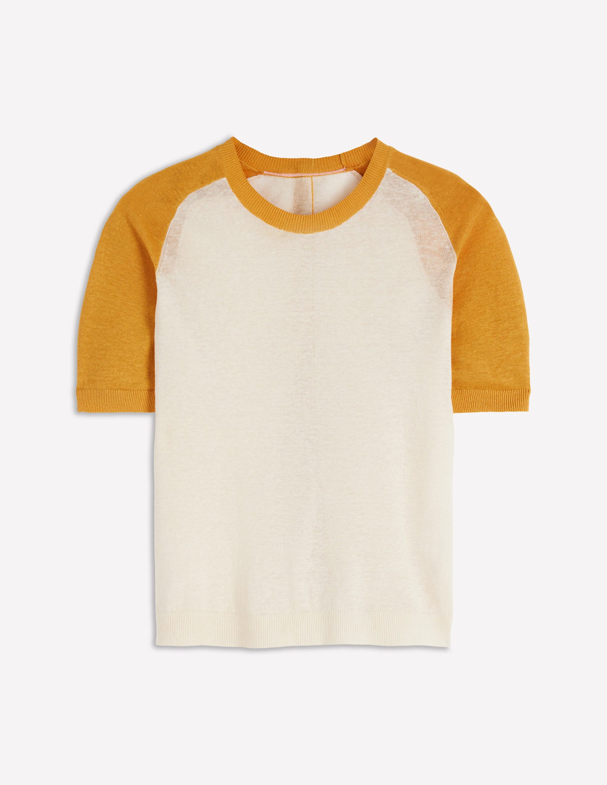 Agnes Leinen-T-Shirt mit Knopfleiste-Gelb, Blockfarben - Image 5