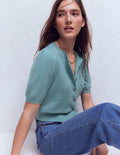 Cropped Cashmere Cardigan-Misty Blue