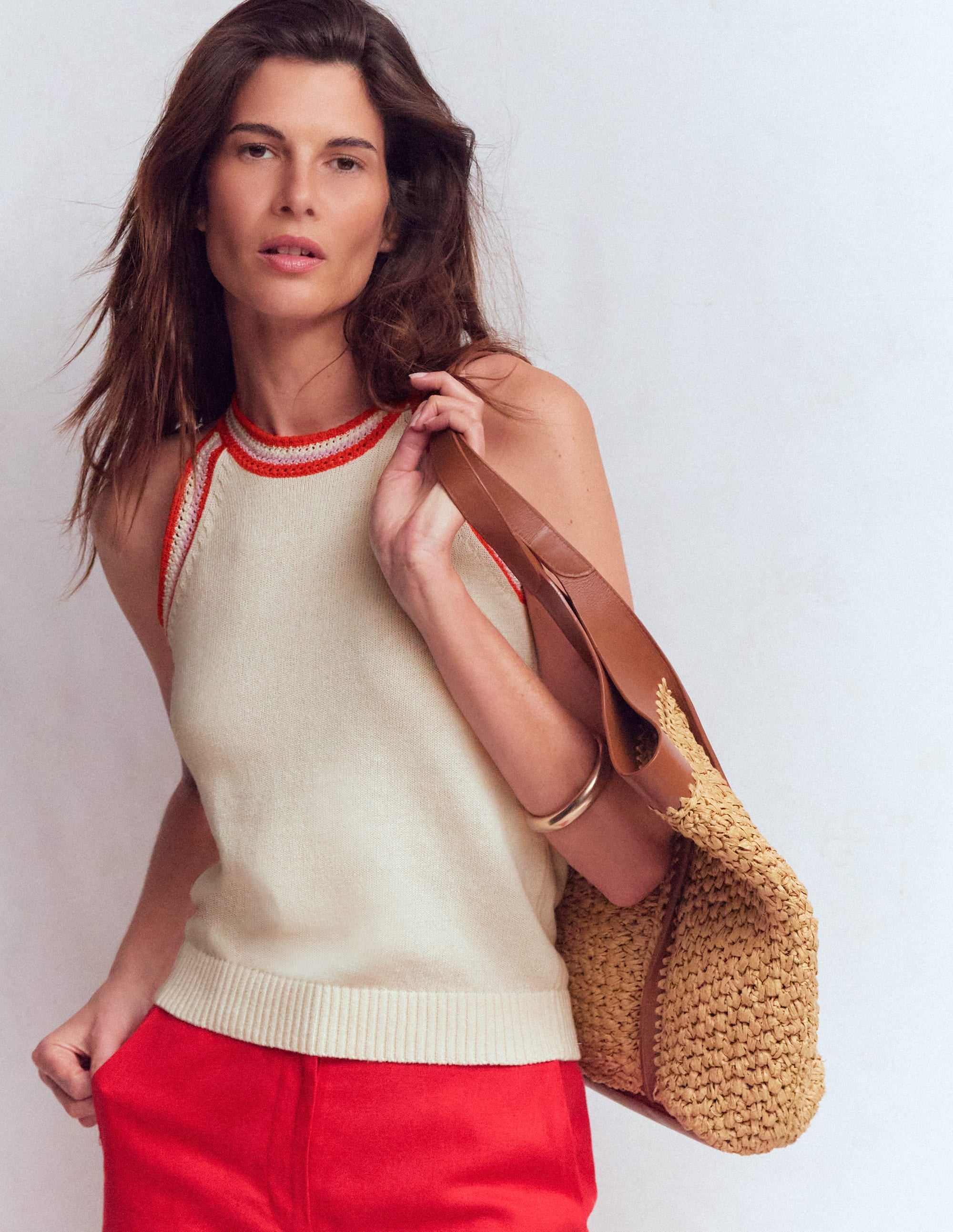Saffron Crochet Racer Tank-Ivory - Image 1
