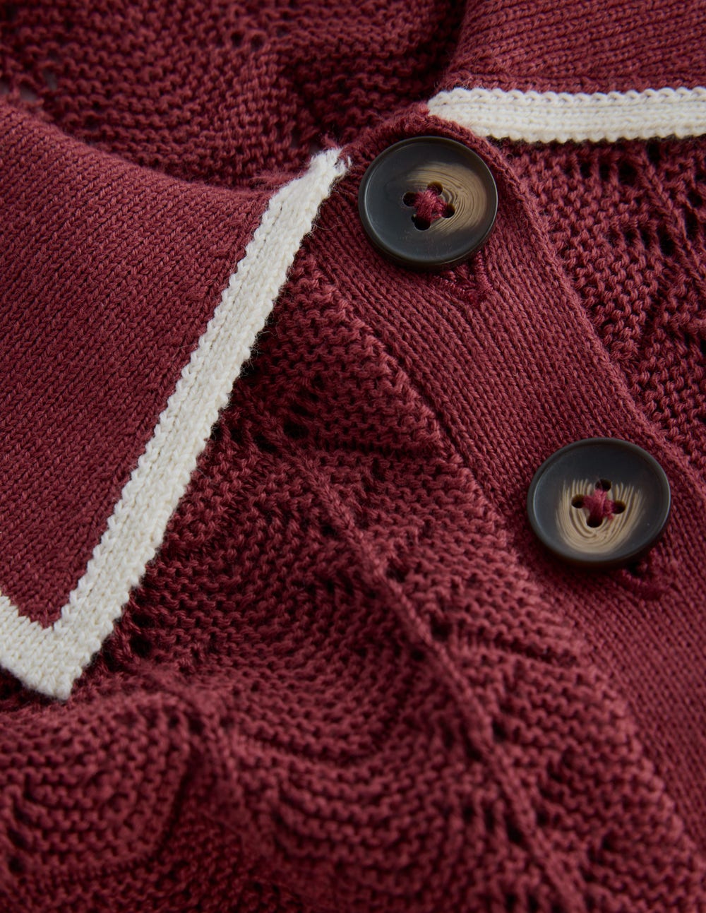 Henley-T-Shirt aus Pointelle-Sattes Kastanienbraun - Image 6