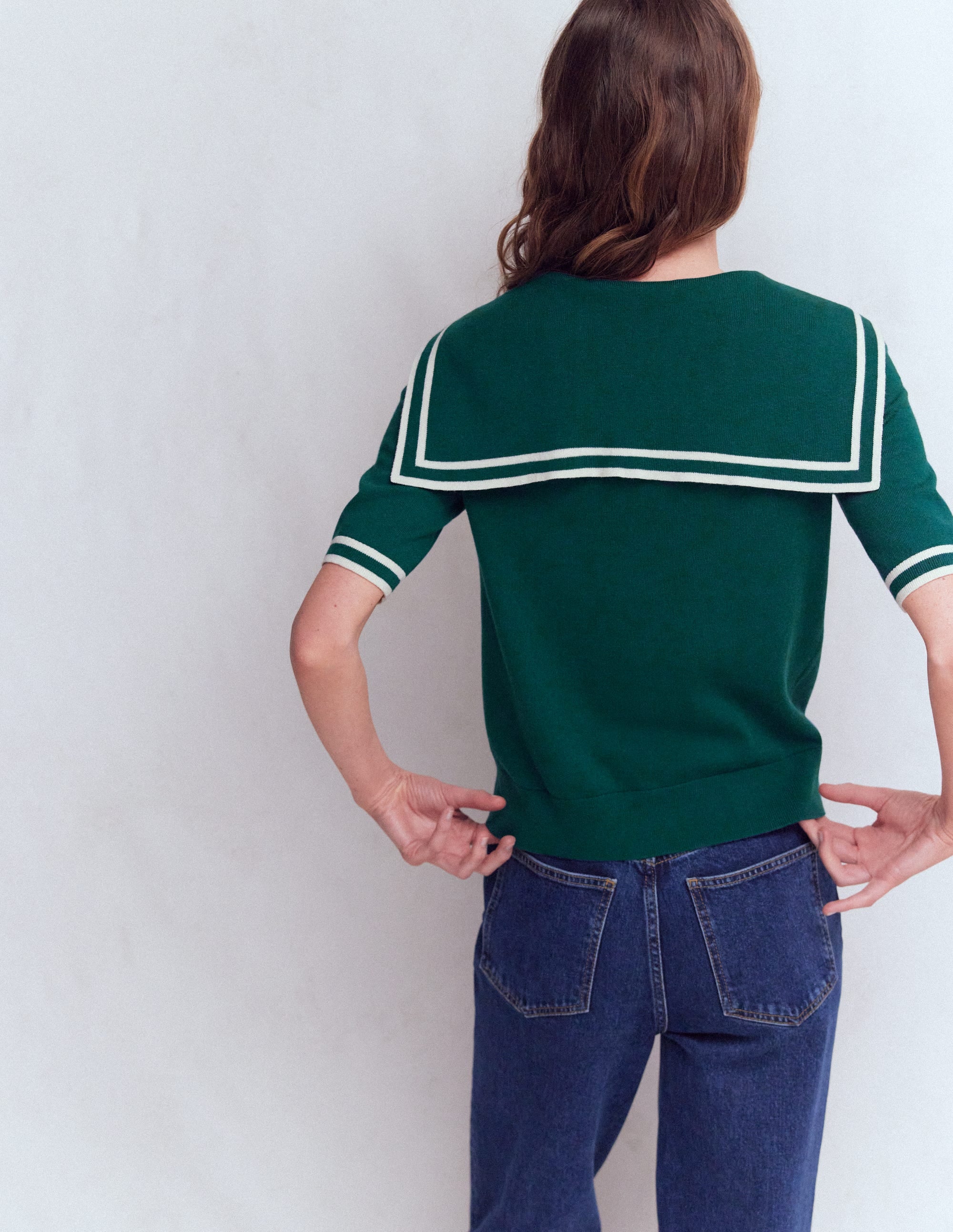 Sailor Collar Jumper-Green - Image 3