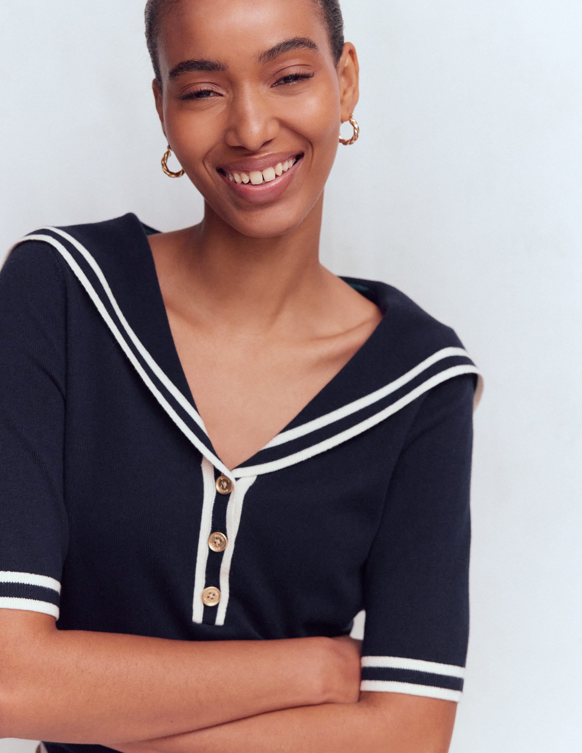 Sailor Collar Jumper-Navy - Image 1