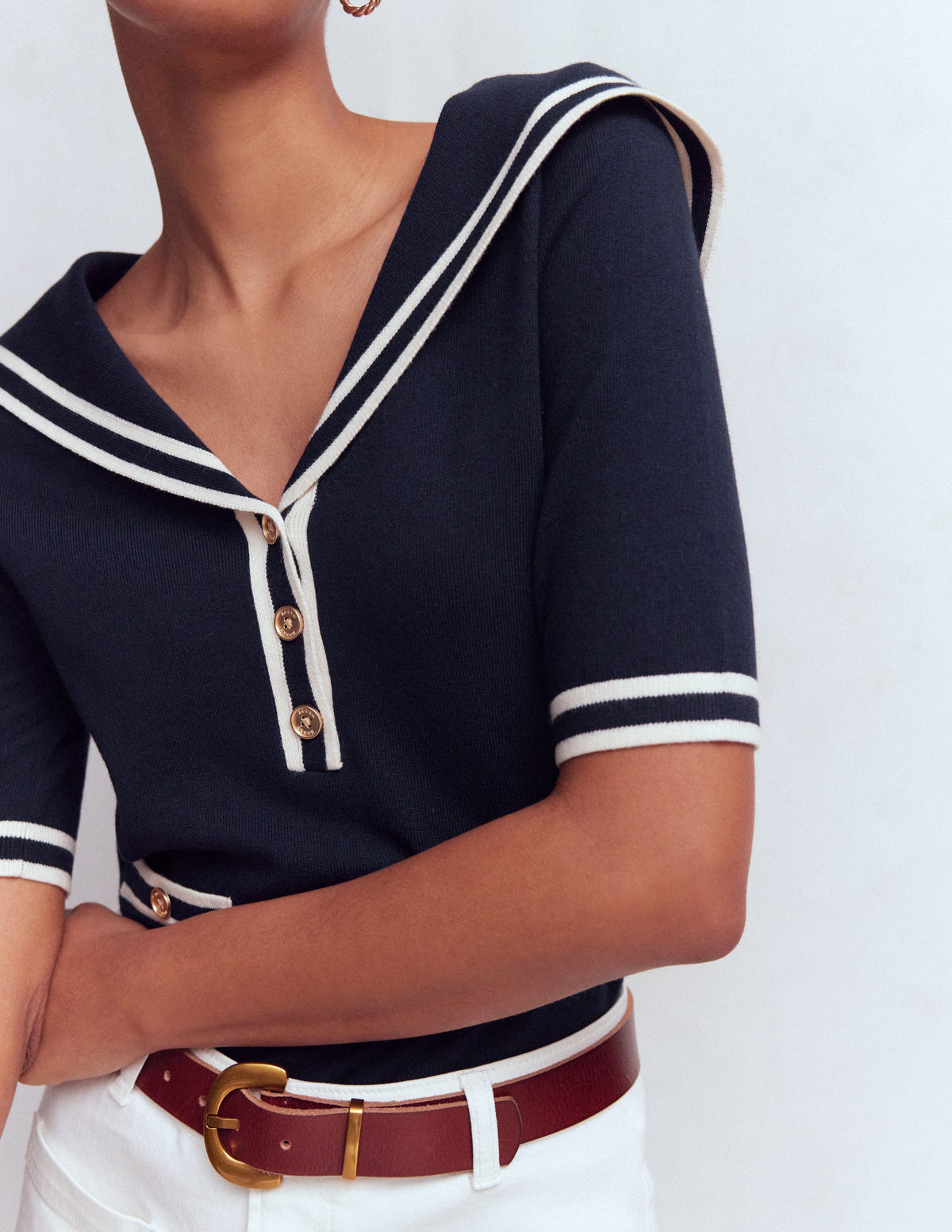 Sailor Collar Jumper-Navy-4