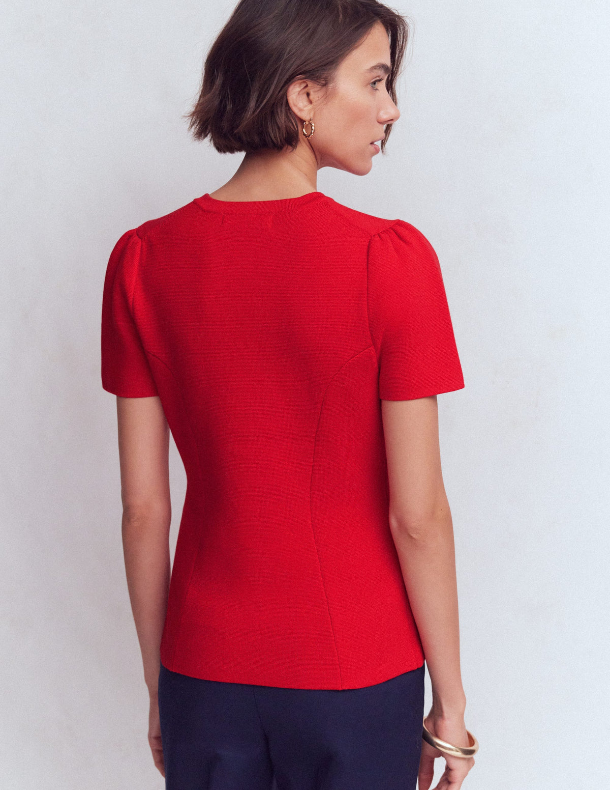 Short Sleeve Knitted Jacket-Red - Image 3
