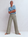 High Rise Wide Leg Jeans-Blue Stripe