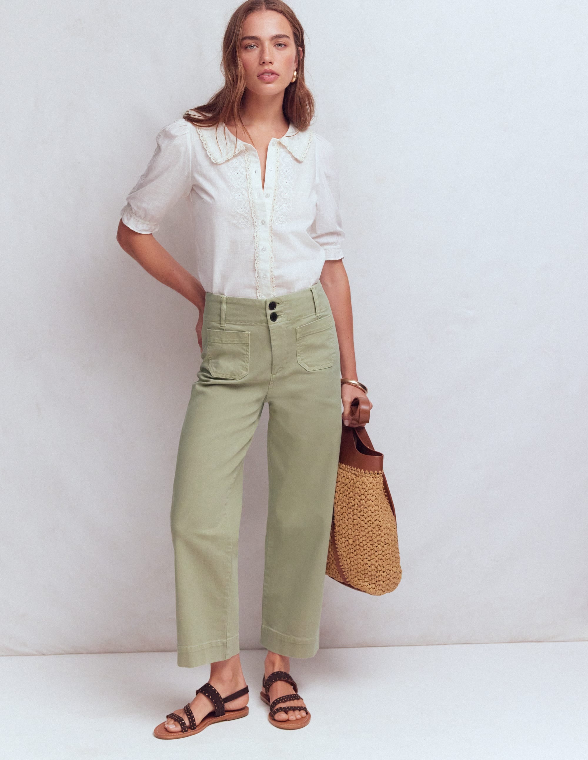 Primrose Cropped Jeans-Soft Green - Image 1