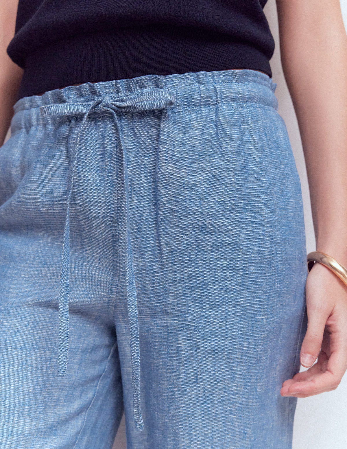 Pantalon Islington en lin-Chambray Bleu - Image 2