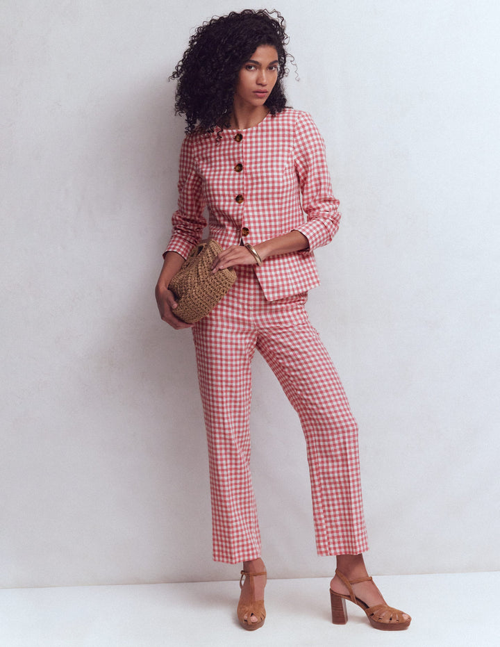 Canonbury 7/8-Leinenhose-Vintage-Rosa Vichykaro