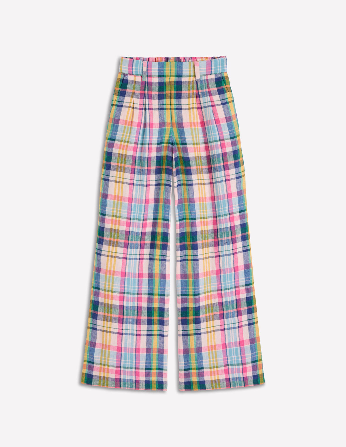Kensington Linen Trousers-Blue, Pink and Green Madras - Image 7