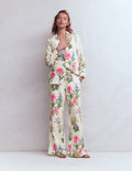 Kensington Leinenhose-Naturweiß, Zarte Blüten