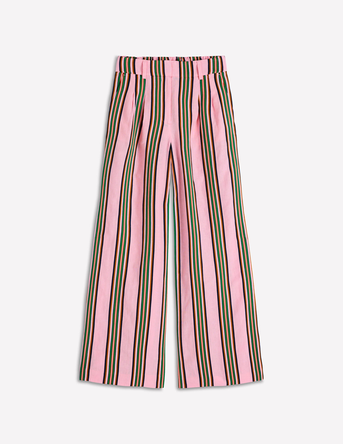 Pantalon Kensington en lin-Rayé rose et vert - Image 7