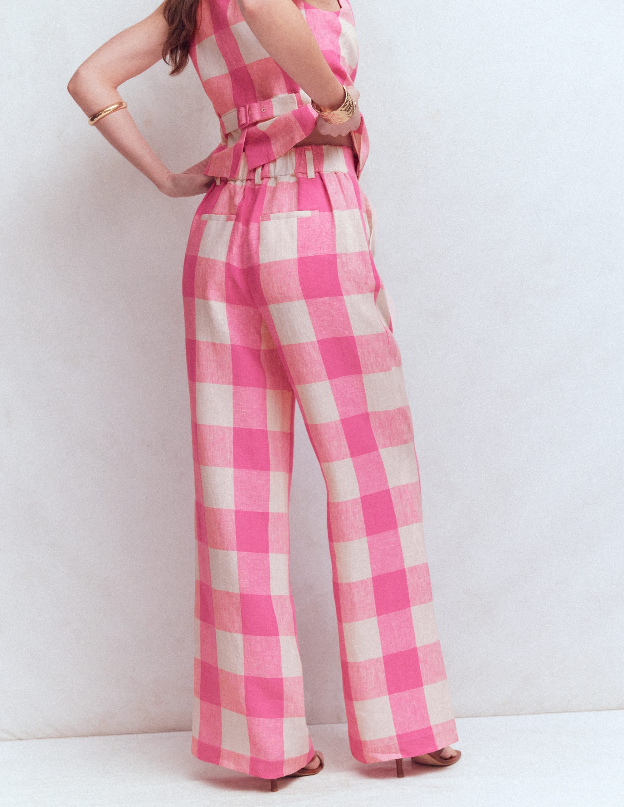 Kensington Leinenhose-Kräftiges Rosa Vichykaro - Image 3