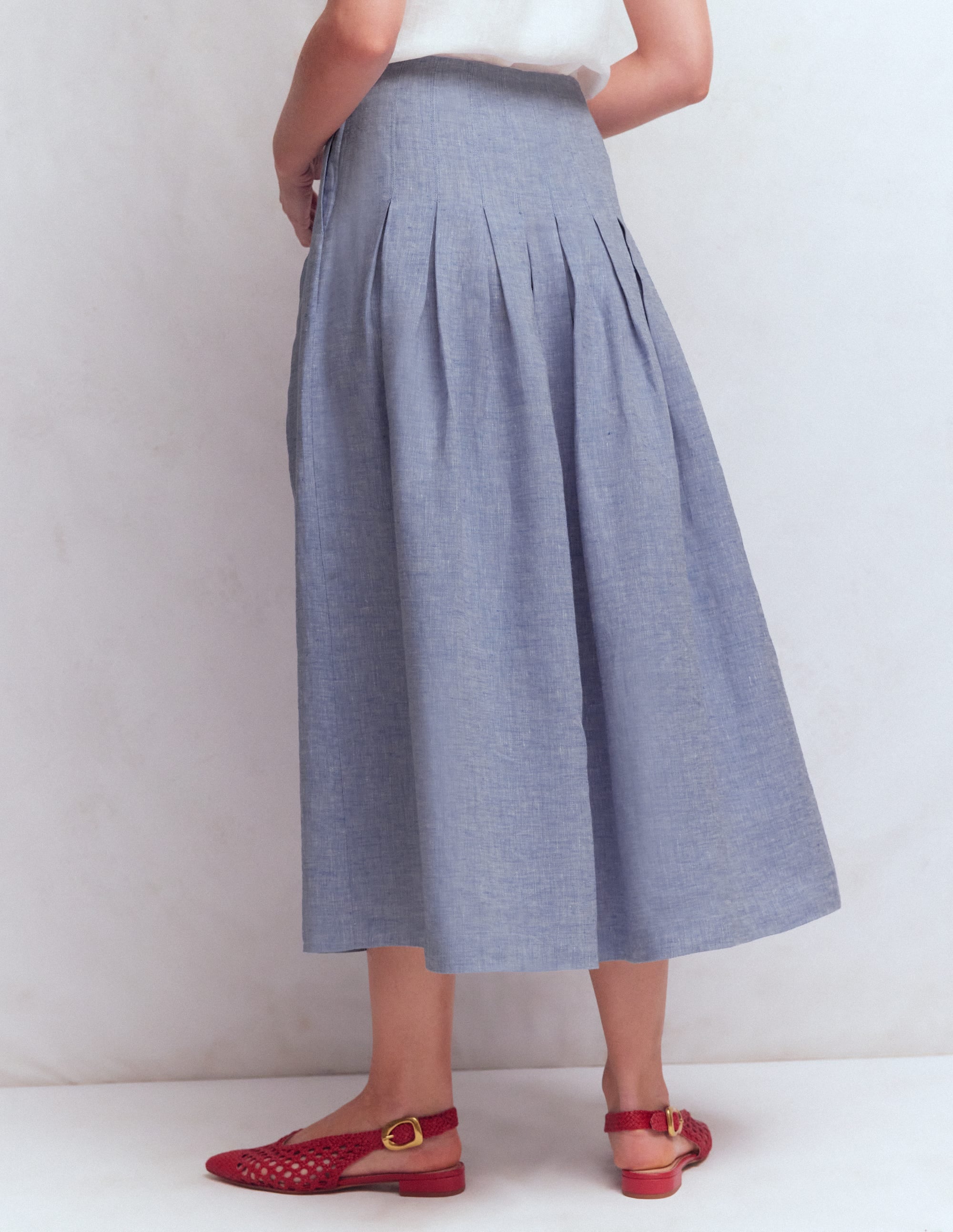 Valentina Leinenrock-Blauer Faux Uni - Image 3