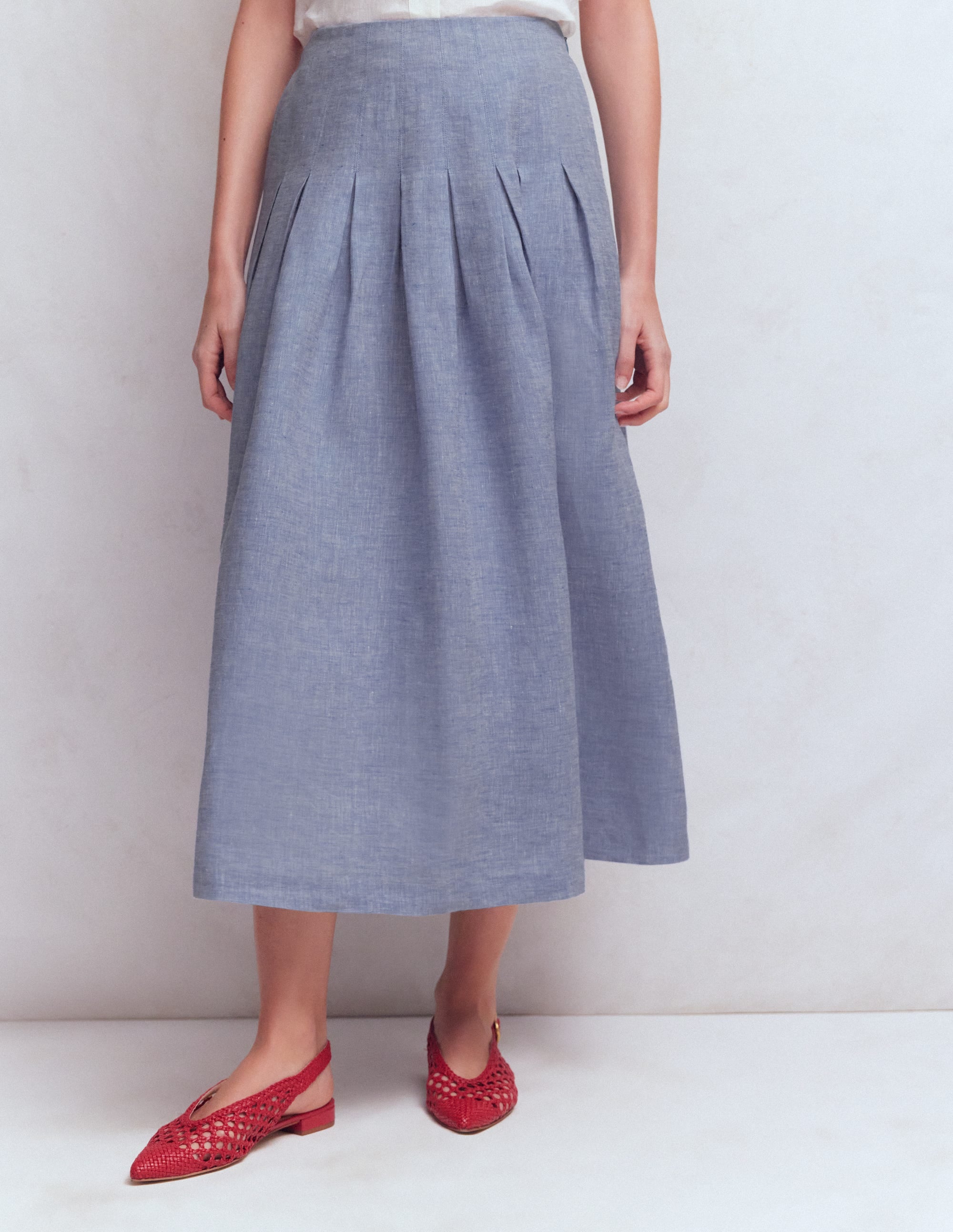 Valentina Leinenrock-Blauer Faux Uni - Image 4