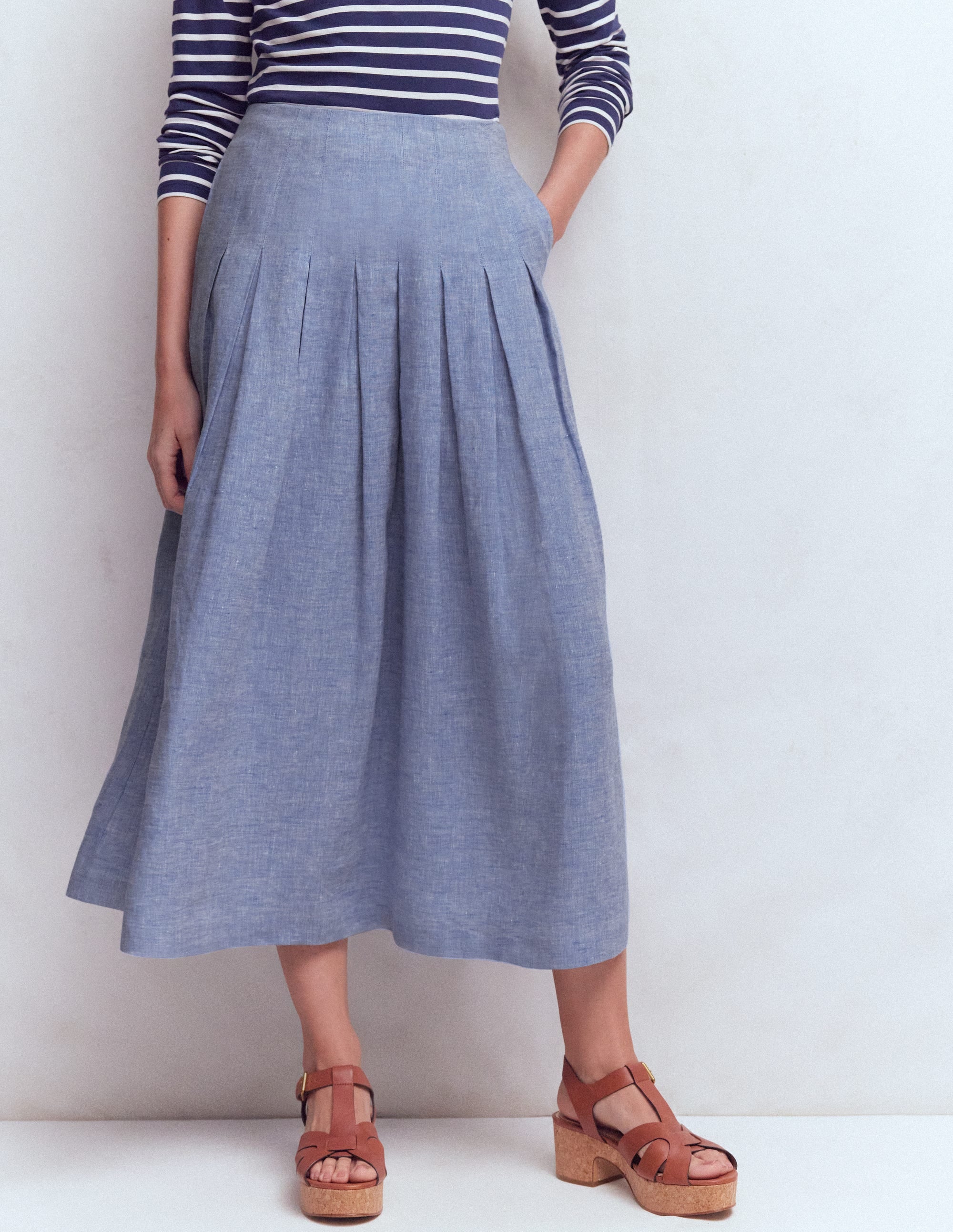 Valentina Leinenrock-Blauer Faux Uni - Image 5