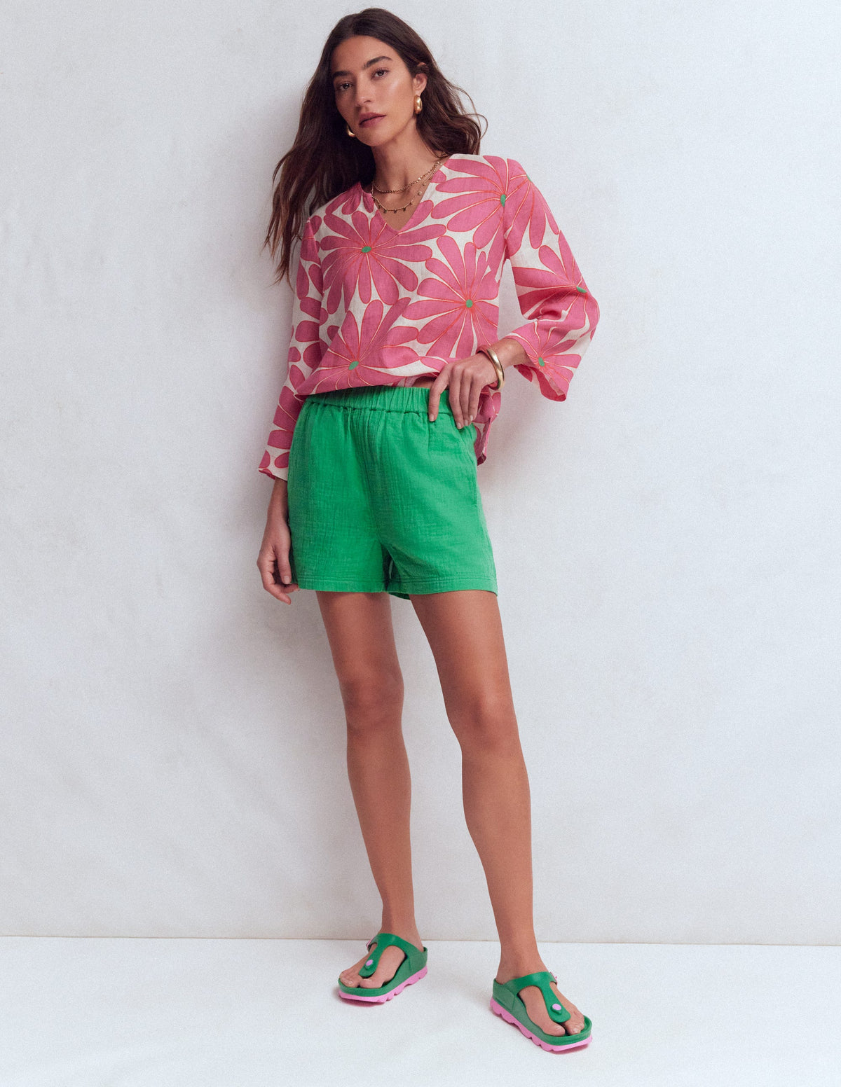 Pull On Double Cloth Shorts-Shamrock Green - Image 1