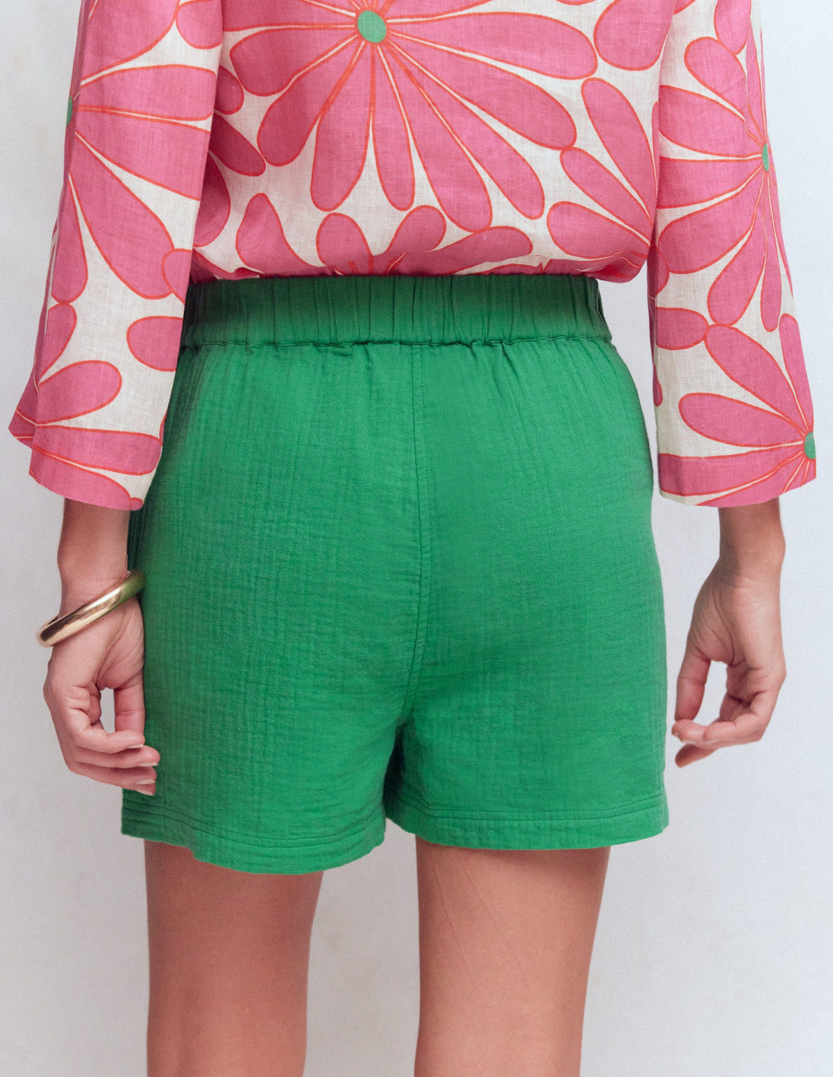Pull On Double Cloth Shorts-Shamrock Green - Image 3