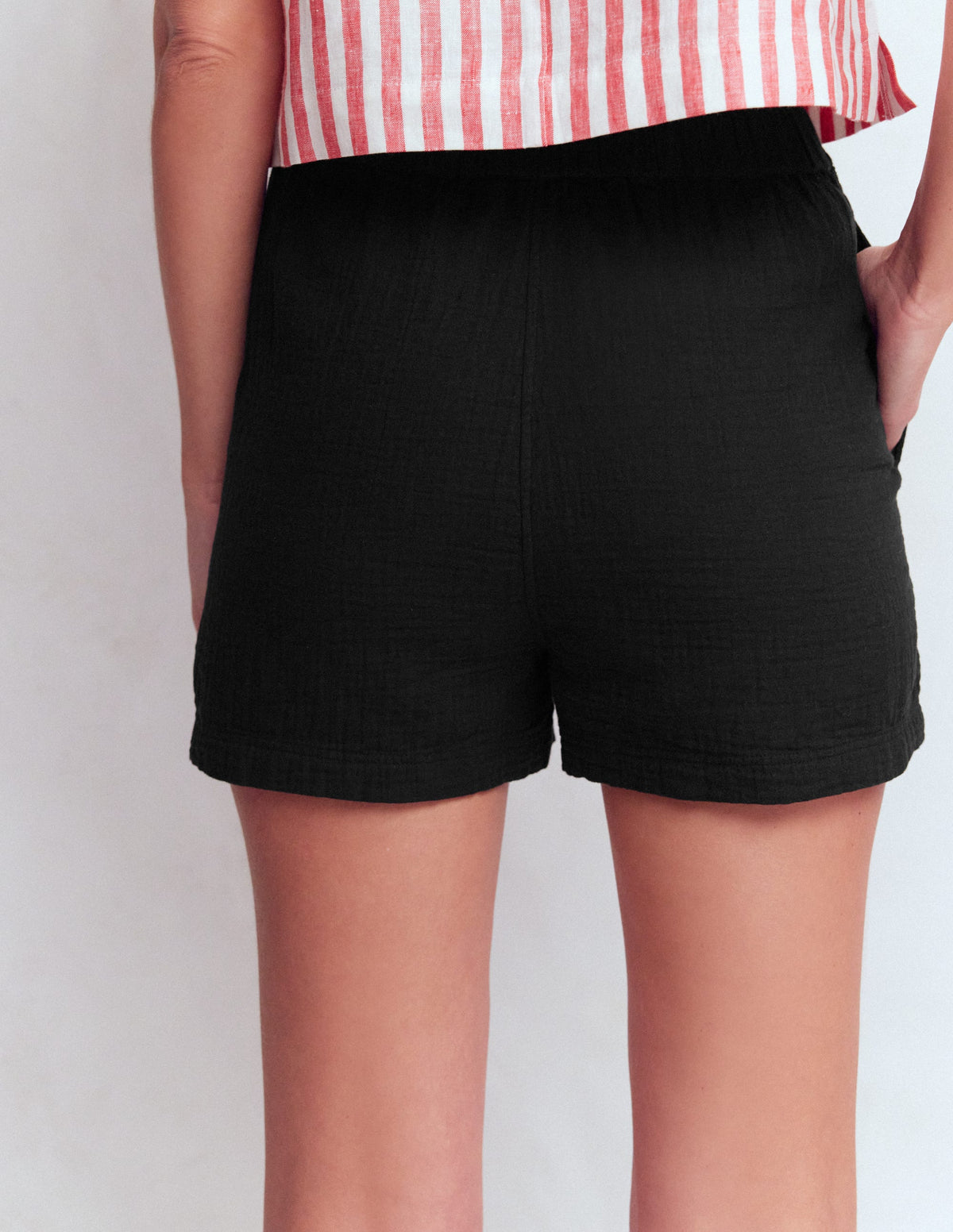 Doppeltuch-Shorts zum Hineinschlüpfen-Schwarz-3