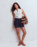 Pull On Double Cloth Shorts-Navy
