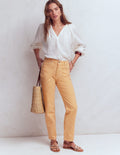 Jean droit à taille haute-Rayé Jaune