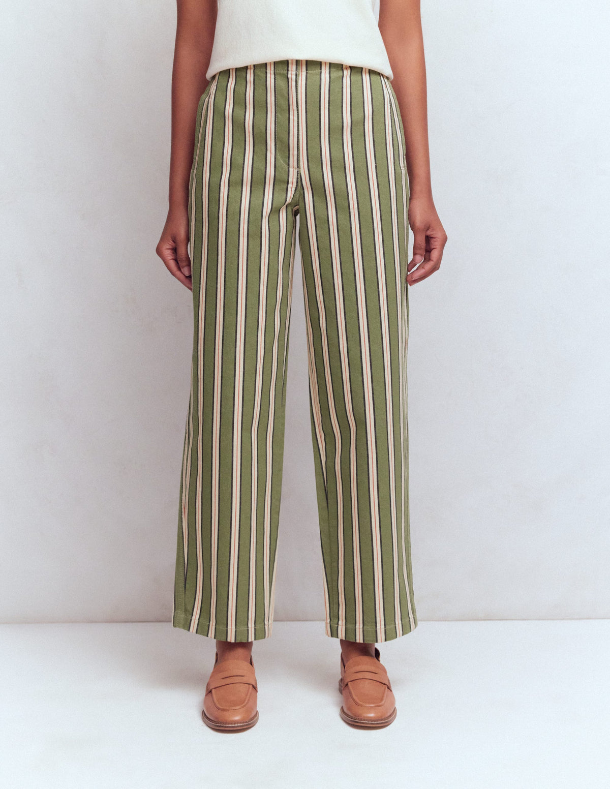 Barrel-Chinohose-Grün, Marineblau, Rosa Streifen - Image 5