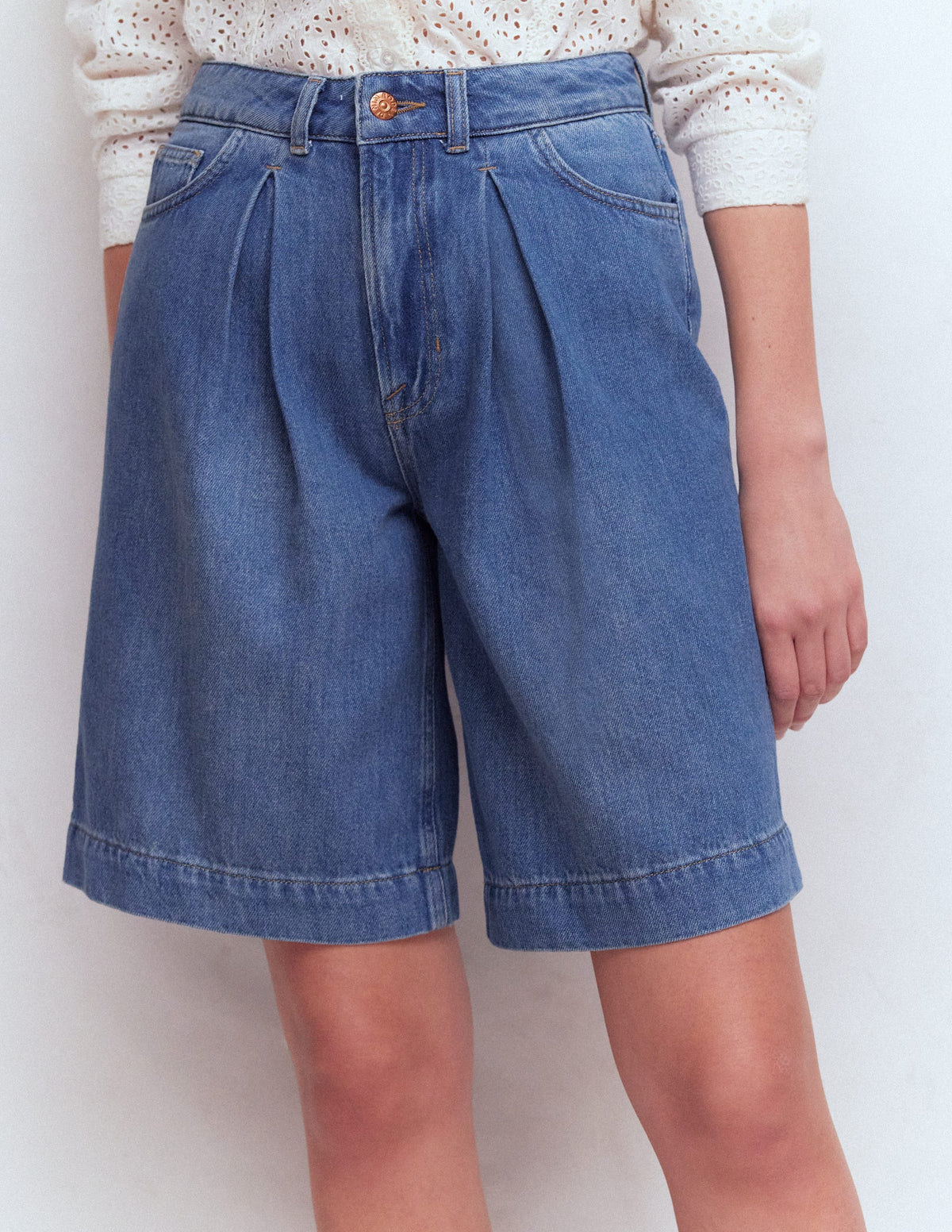 Denim-Bermudashorts-Ausgeblichene Optik - Image 5