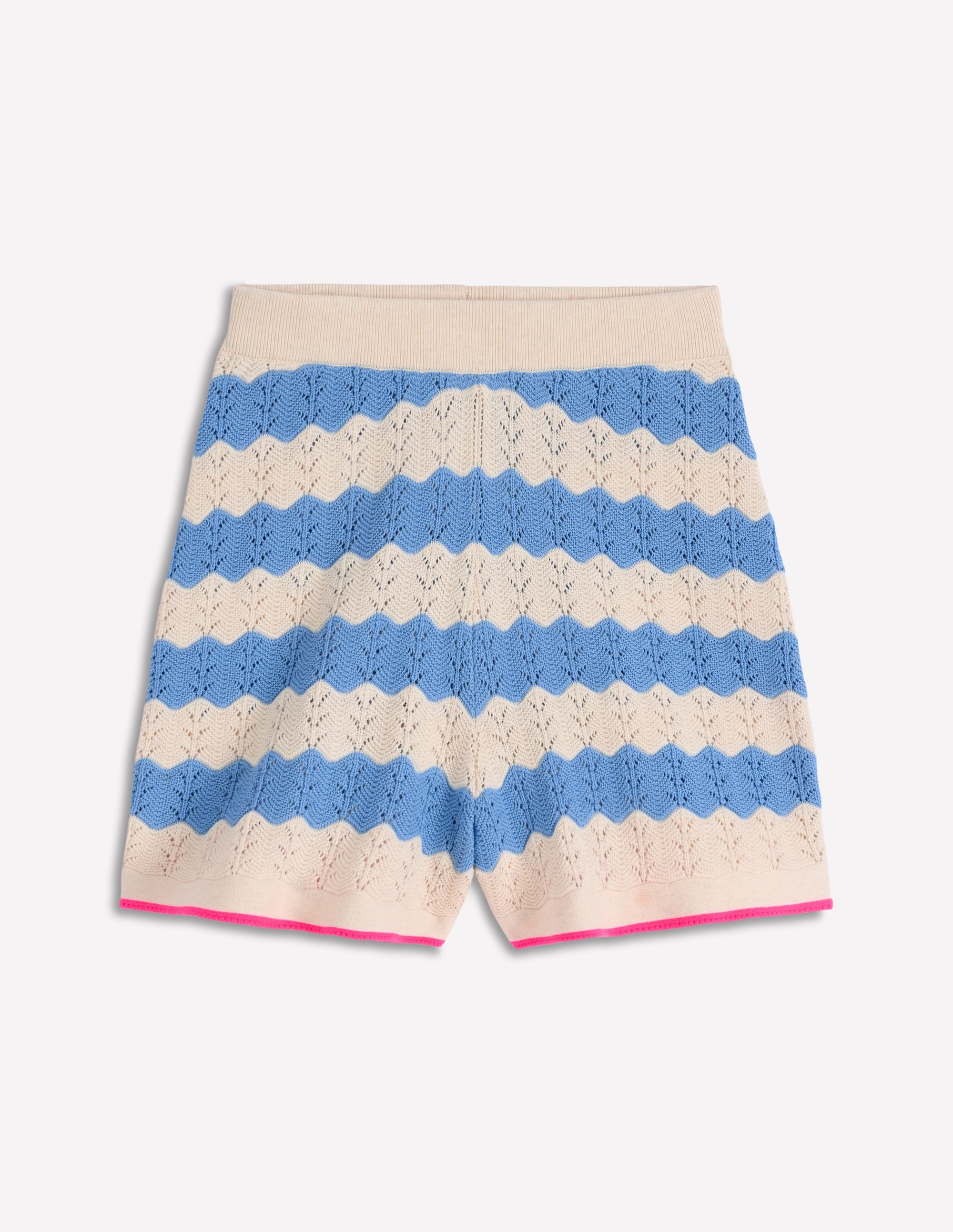 Knitted Pointelle Shorts-Blue, White - Image 6