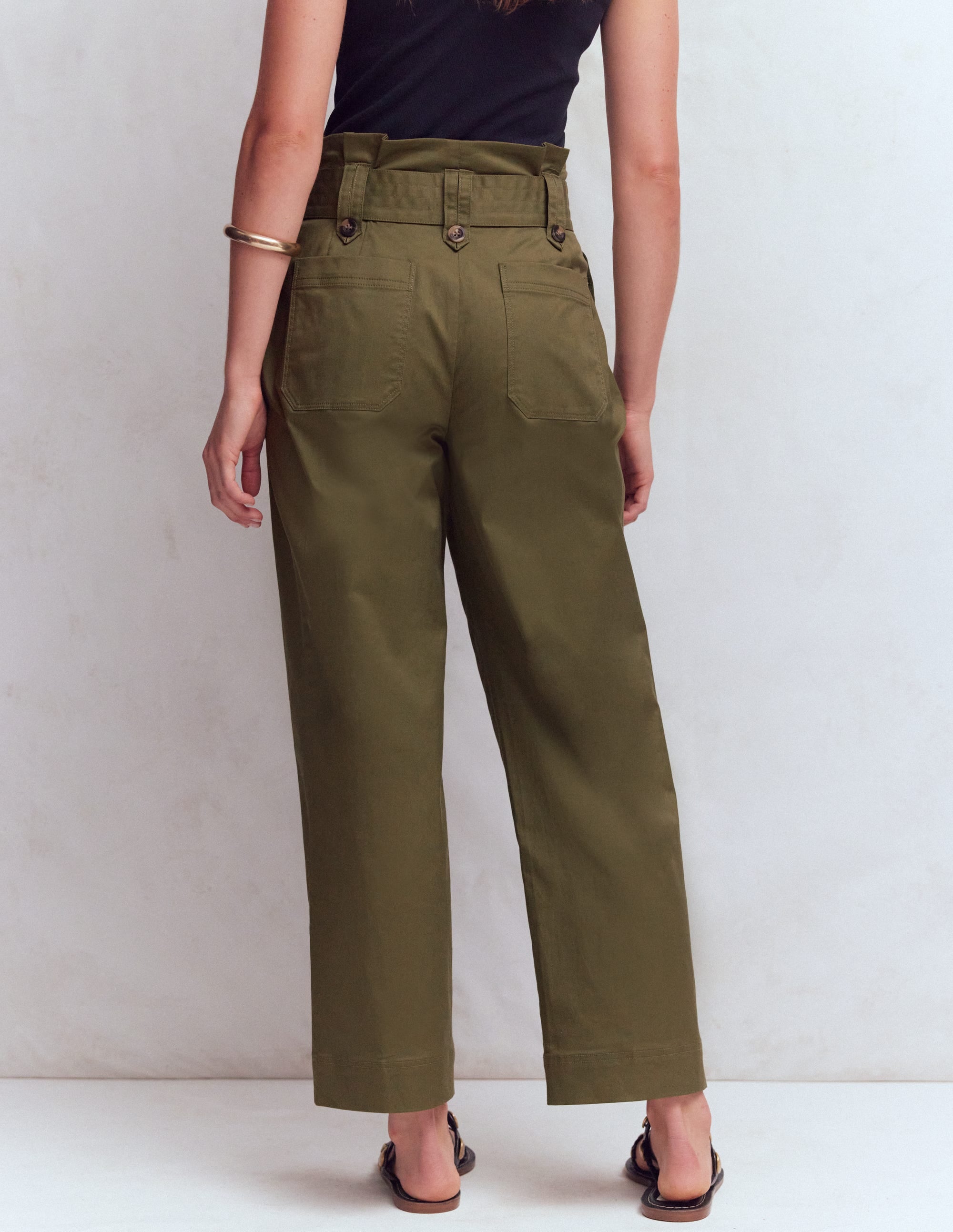 Hose mit Paperbag-Bund-Waldgrün - Image 3