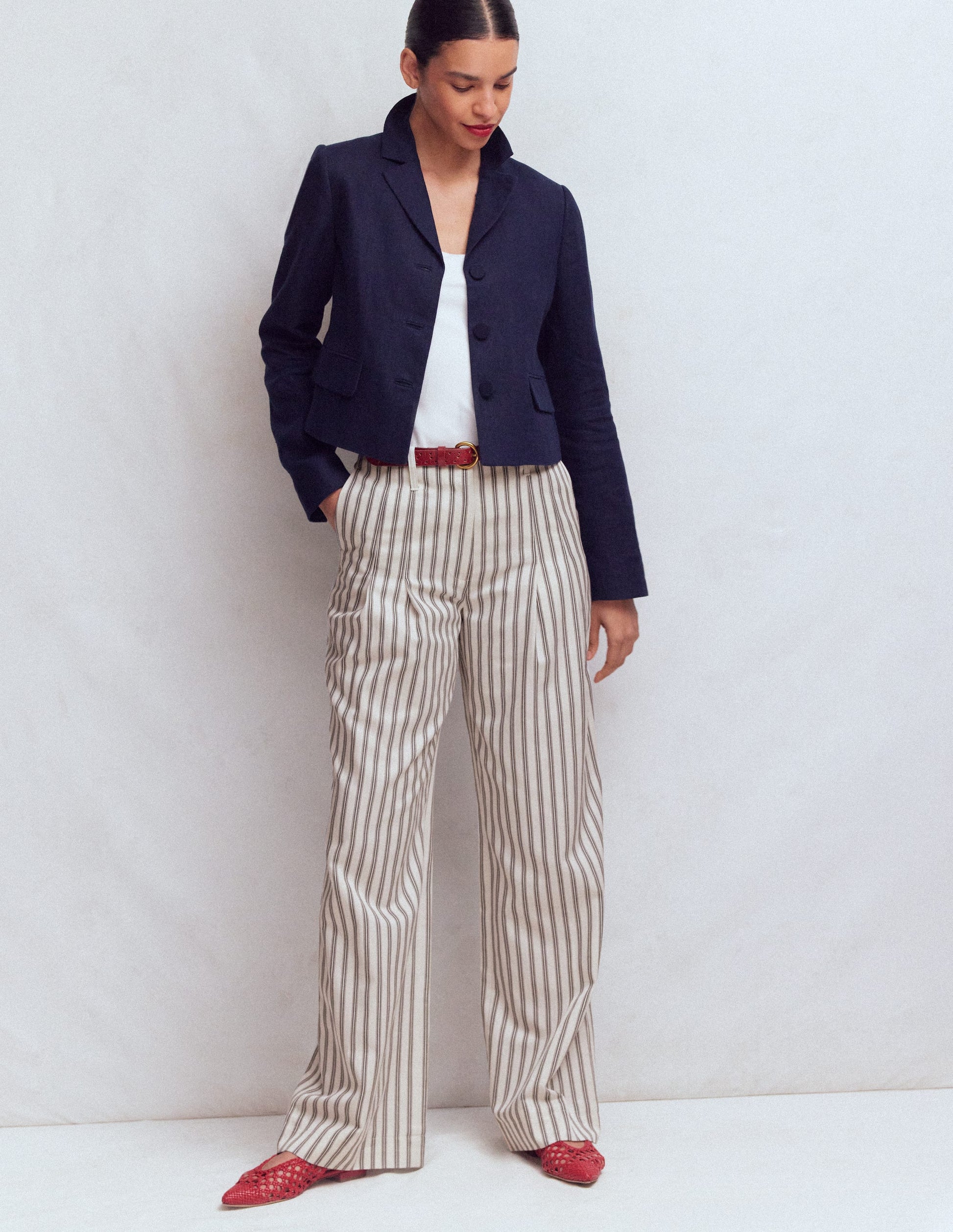 Mayfair Tailored Trousers-Ivory, Navy Stripe-1