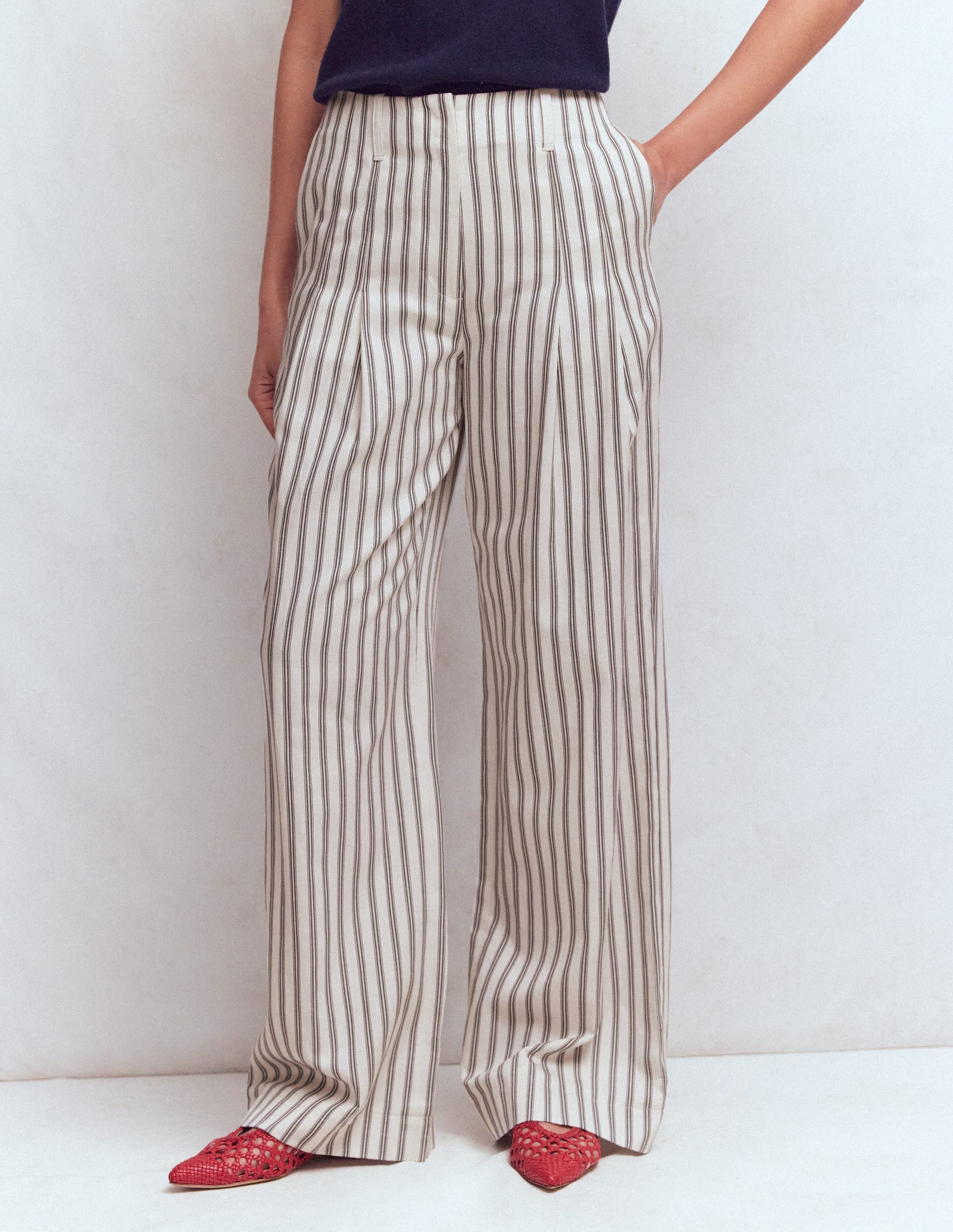 Mayfair Tailored Trousers-Ivory, Navy Stripe - Image 4