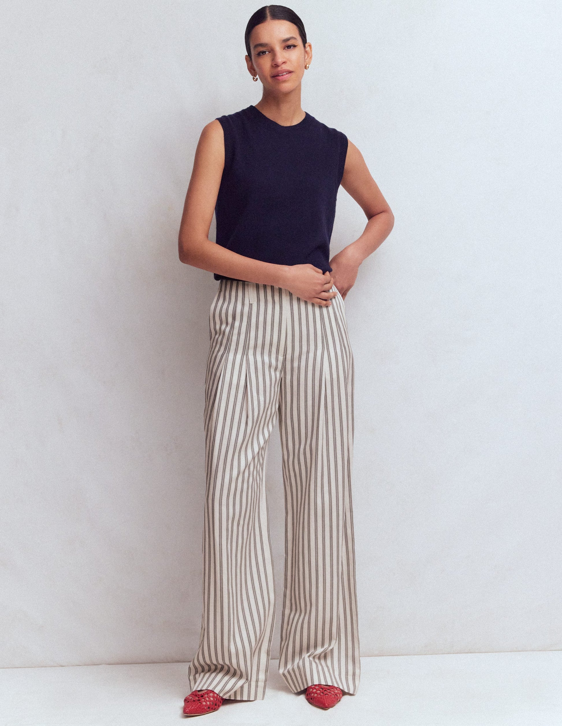 Mayfair Tailored Trousers-Ivory, Navy Stripe-6
