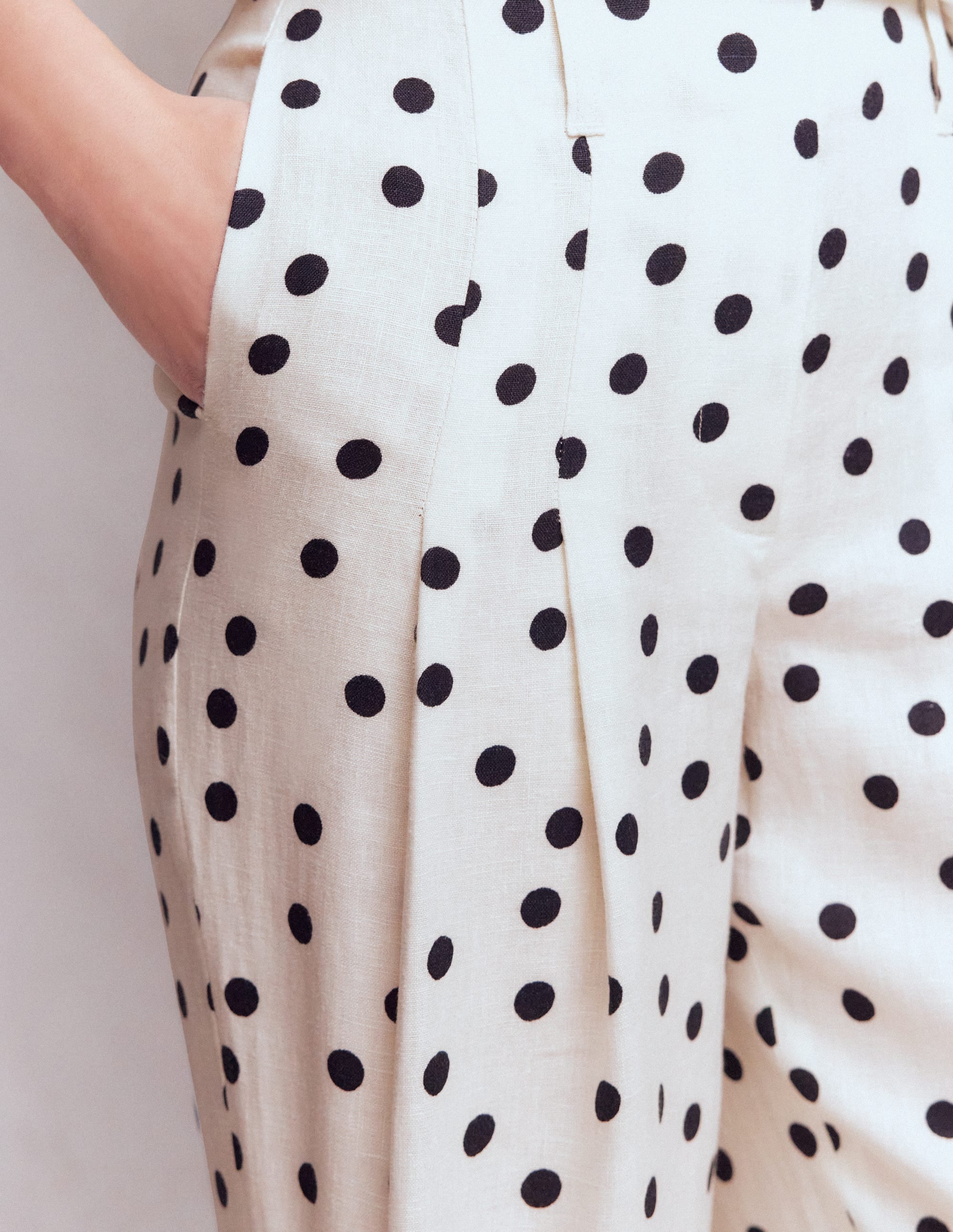Mayfair Linen Trousers-Ivory, Painted Dot - Image 2
